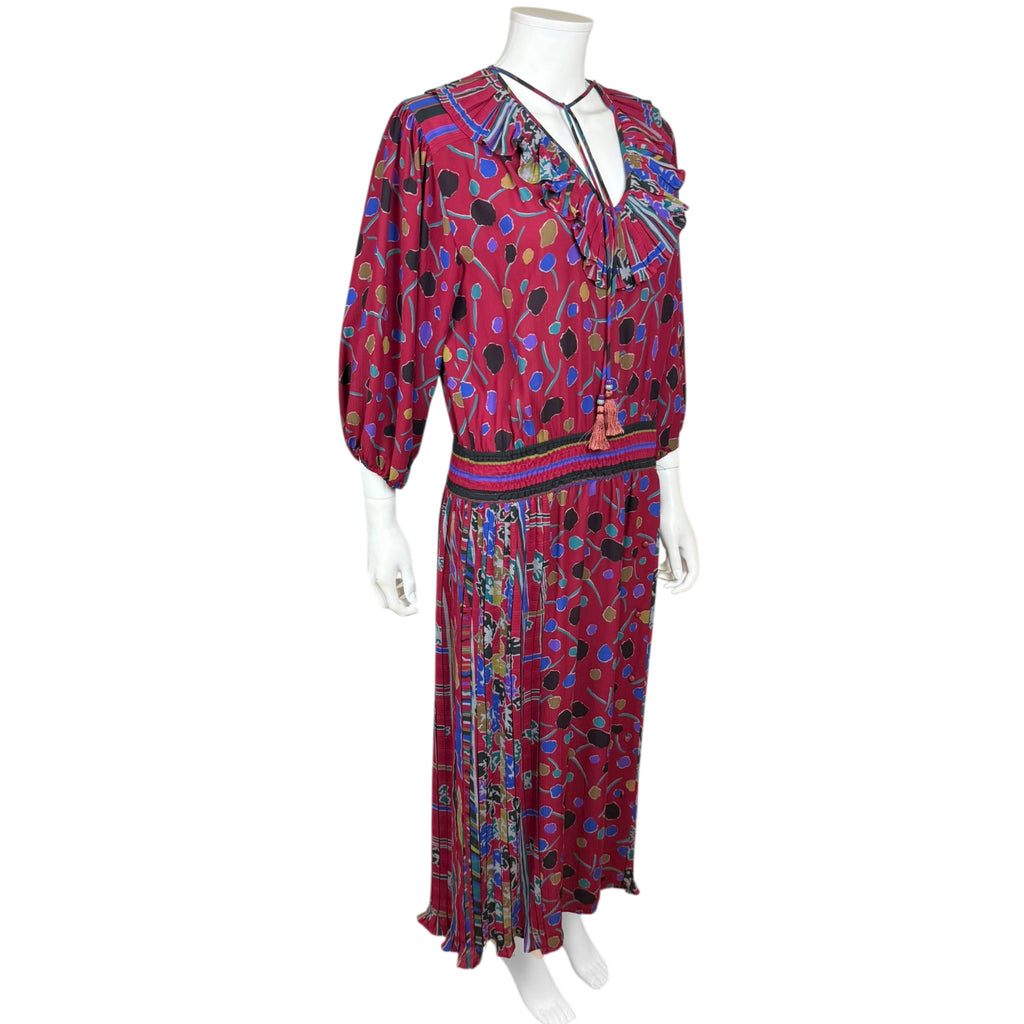 Vintage 1980s Diane Freis Dress Printed Poly Georgette