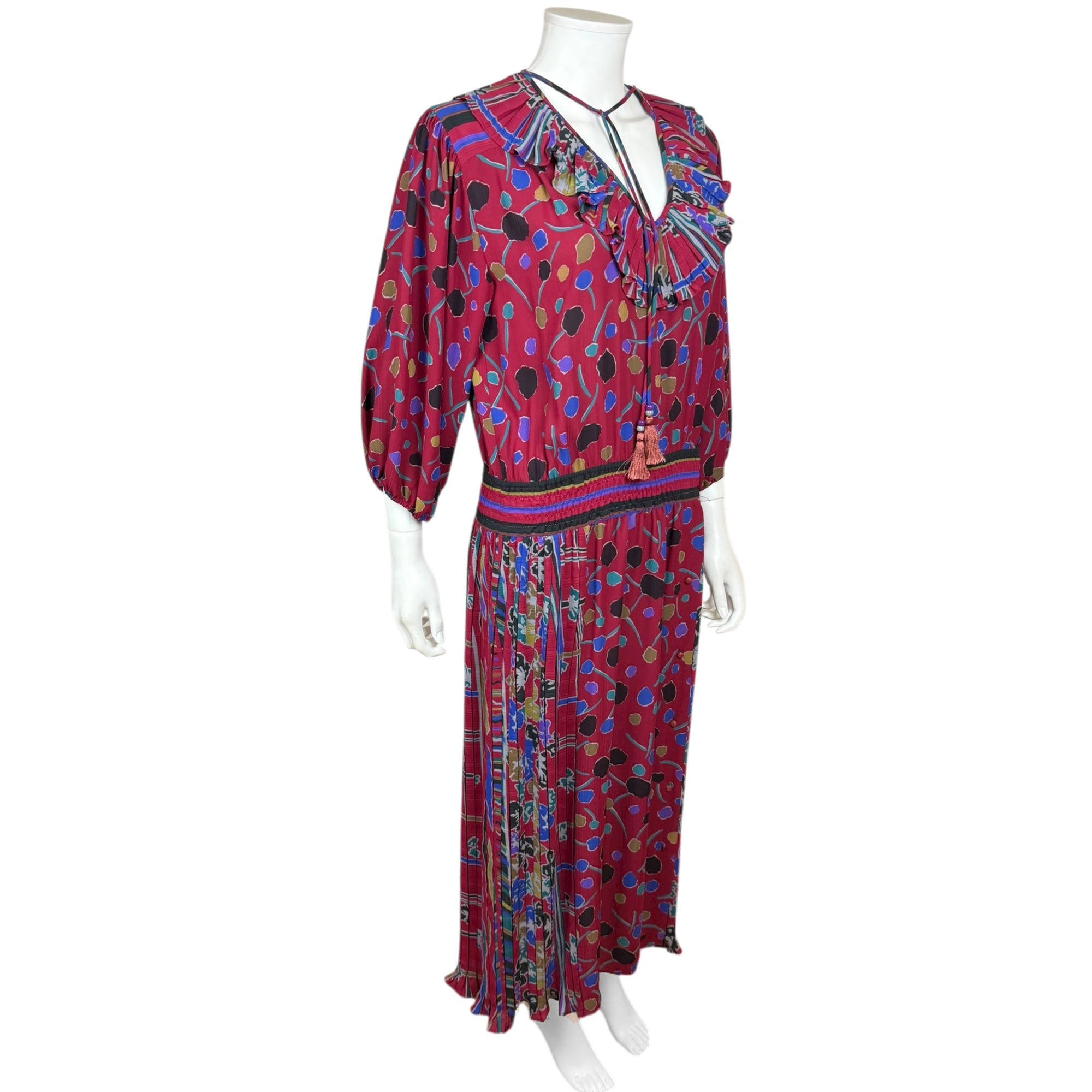 Vintage 1980s Diane Freis Dress Printed Poly Georgette