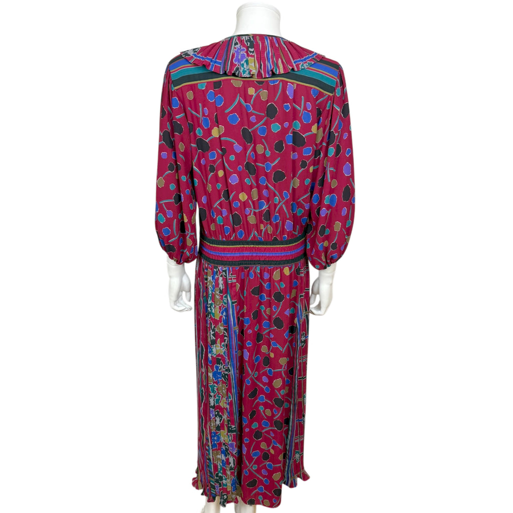 Vintage 1980s Diane Freis Dress Printed Poly Georgette