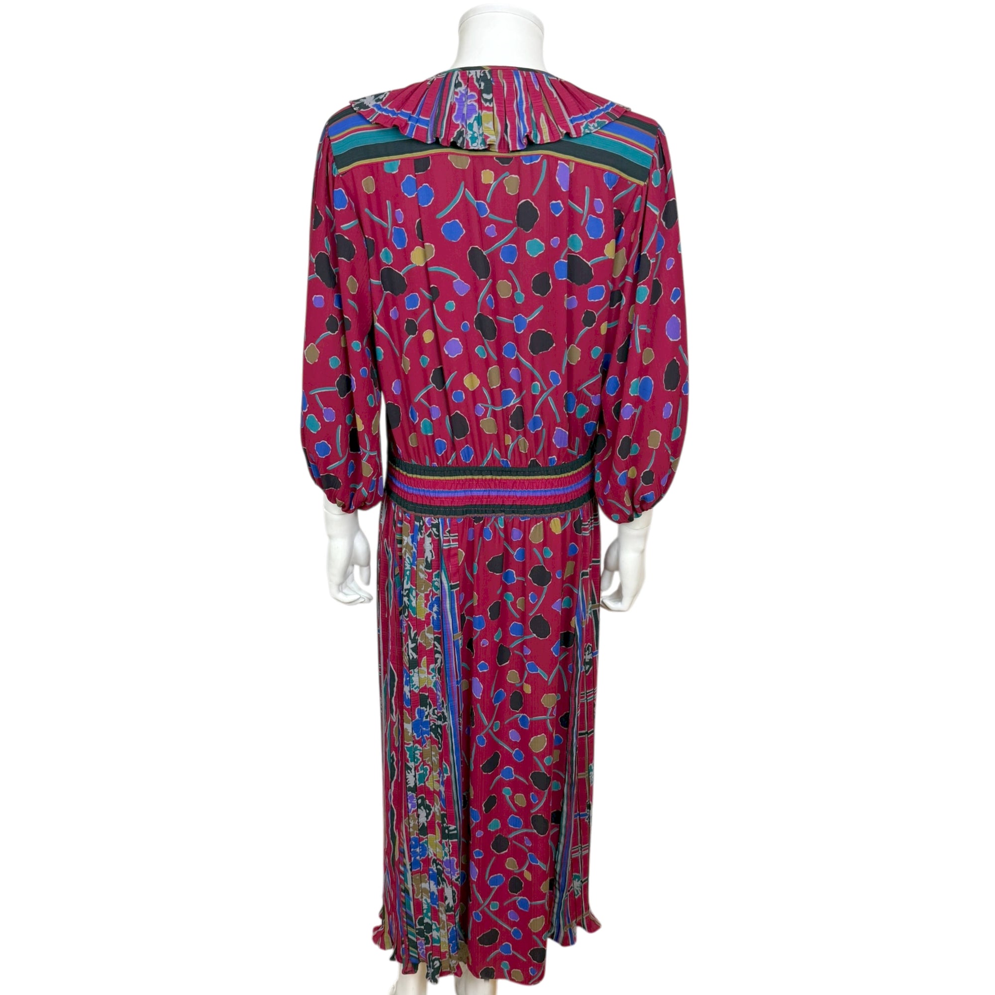 Vintage 1980s Diane Freis Dress Printed Poly Georgette