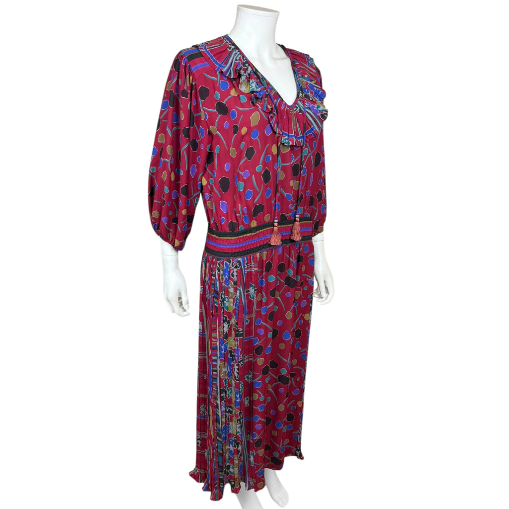 Vintage 1980s Diane Freis Dress Printed Poly Georgette