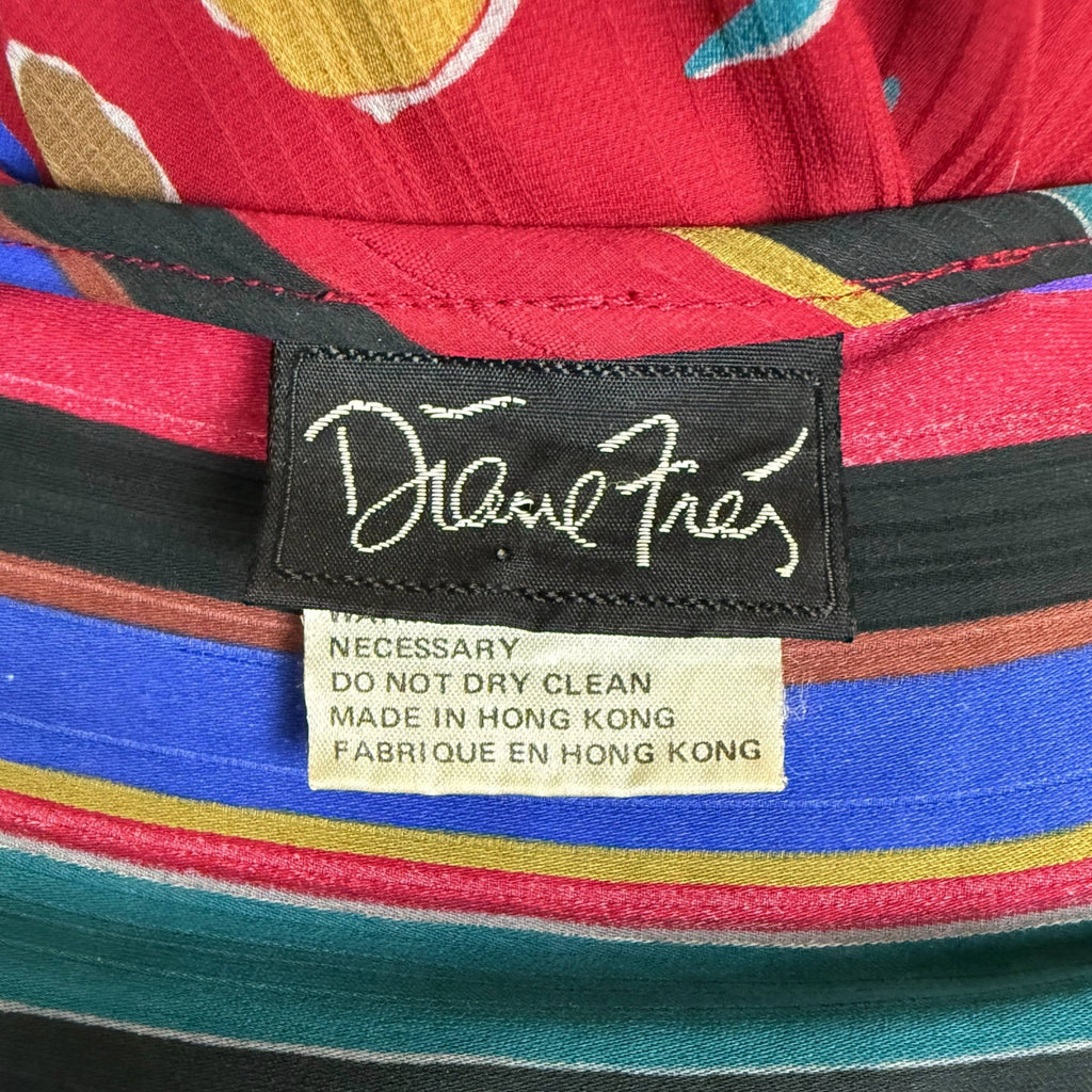 Vintage 1980s Diane Freis Dress Printed Poly Georgette