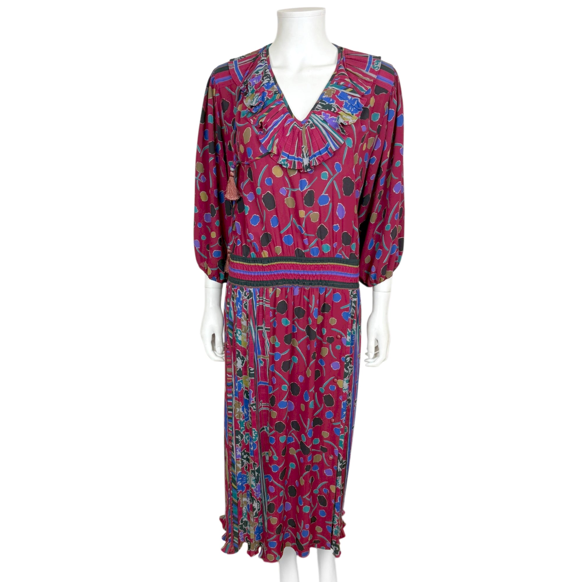 Vintage 1980s Diane Freis Dress Printed Poly Georgette