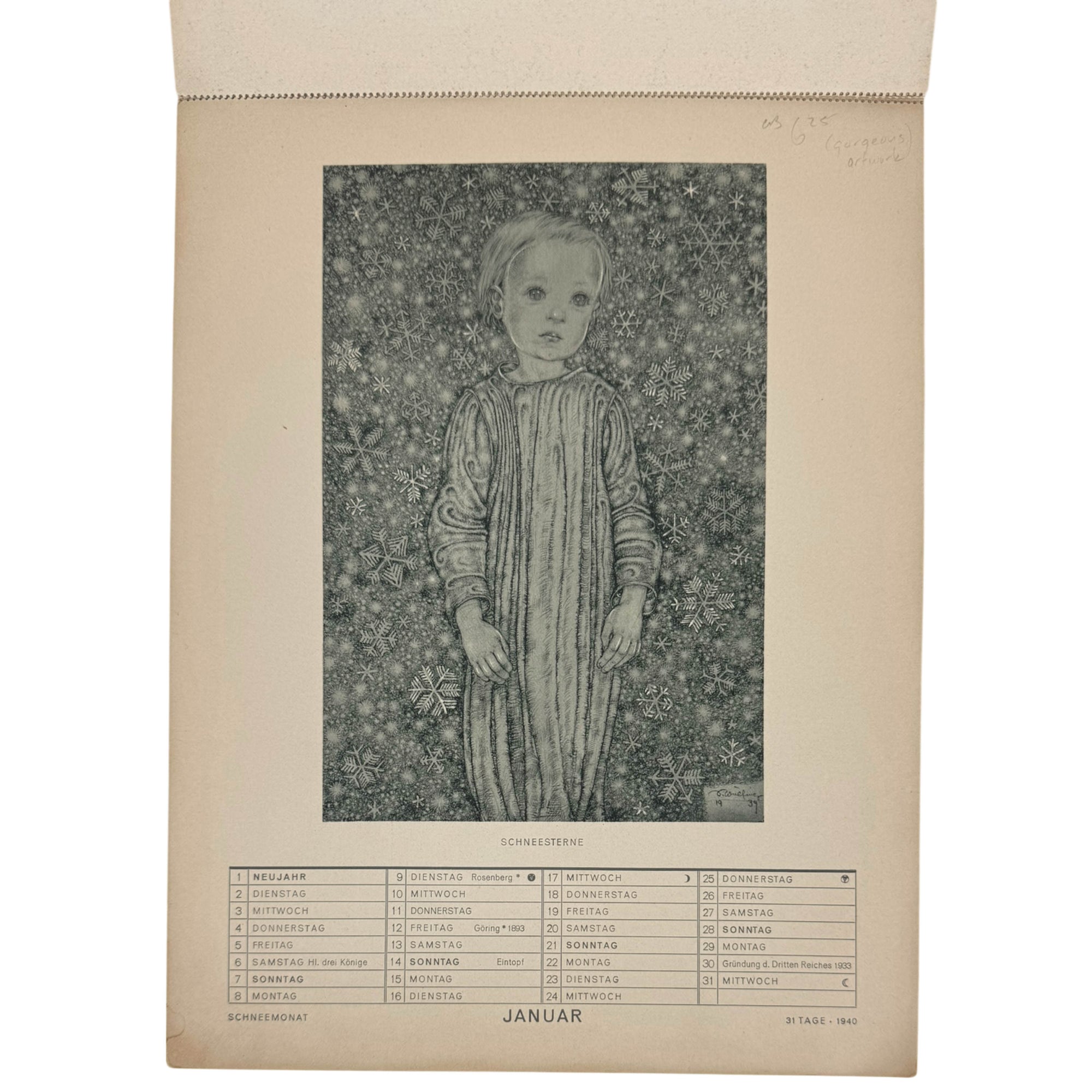 january 1940 print die goldene kugel calendar sulatmith wulfing