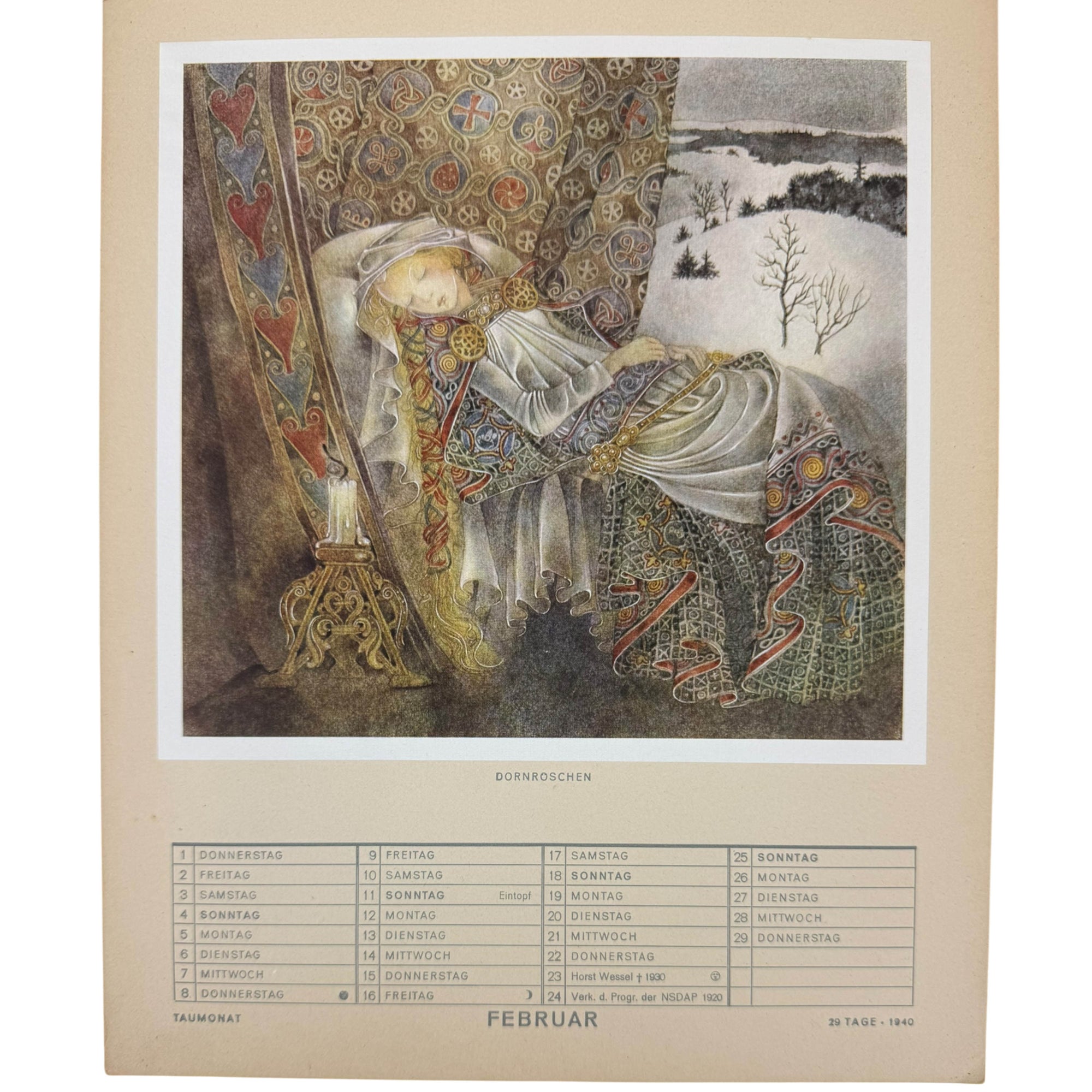 Original 1940 Sulamith Wülfing Calendar Die Goldene Kugel German Art Fantasy Illustration