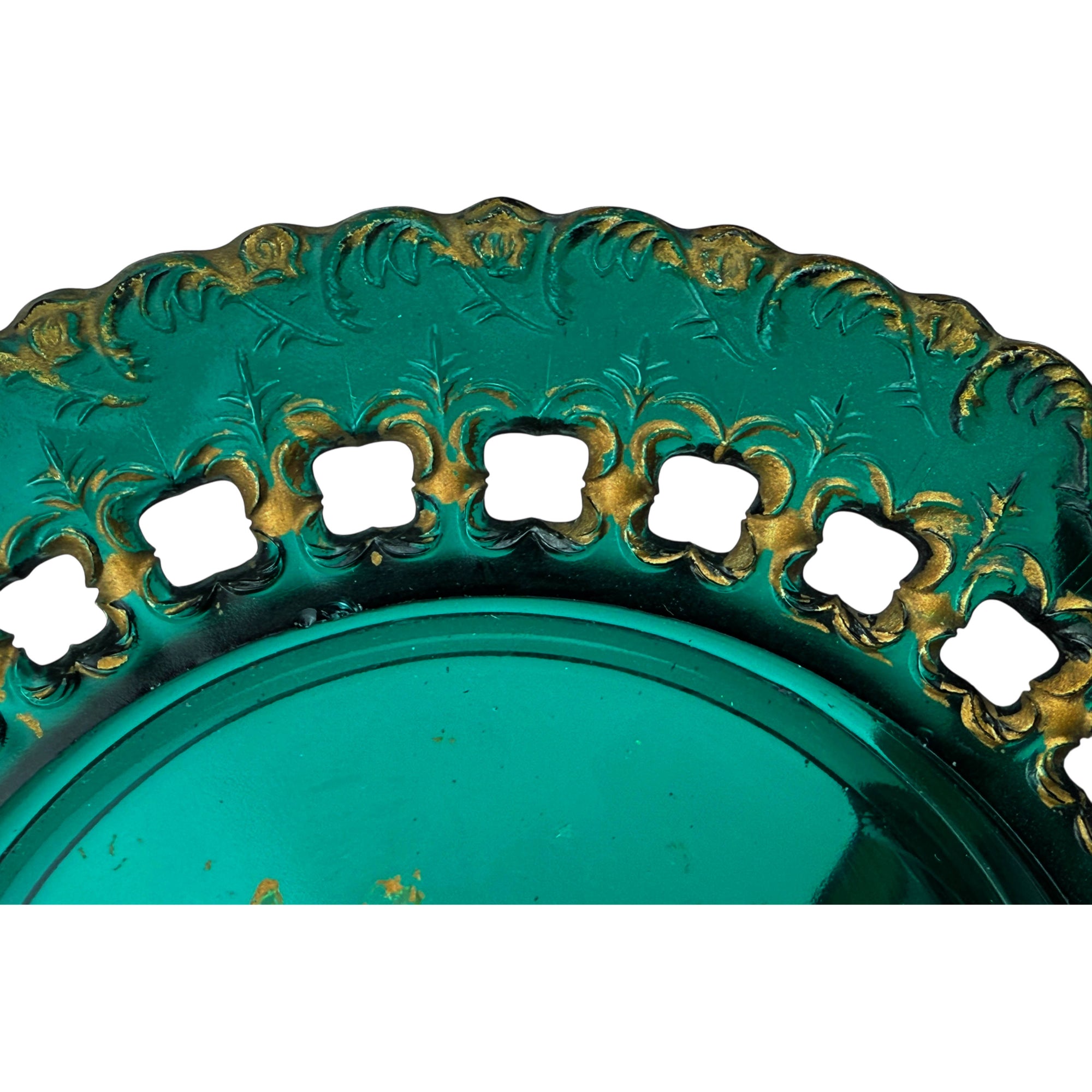 EAPG Dithridge Green Glass Ribbon Plate – Antique c 1900