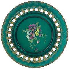 EAPG Dithridge Green Glass Ribbon Plate – Antique c 1900