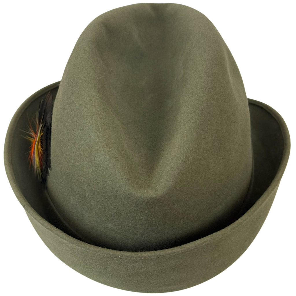 Vintage Dobbs fur felt hat olive green rear view