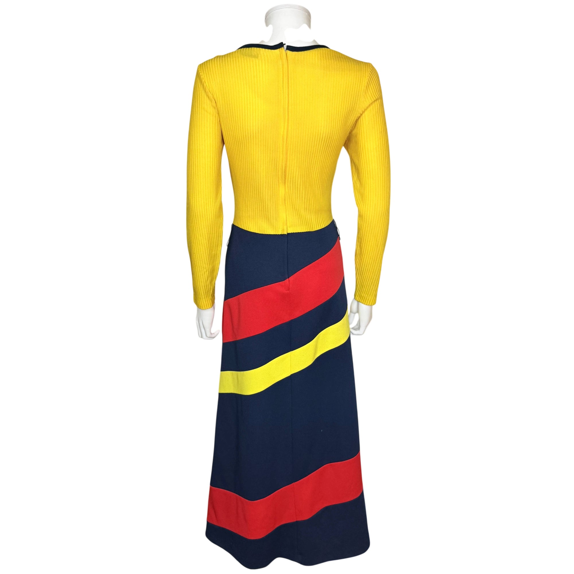 Back view of Vintage 1970s Colour Block Maxi Dress