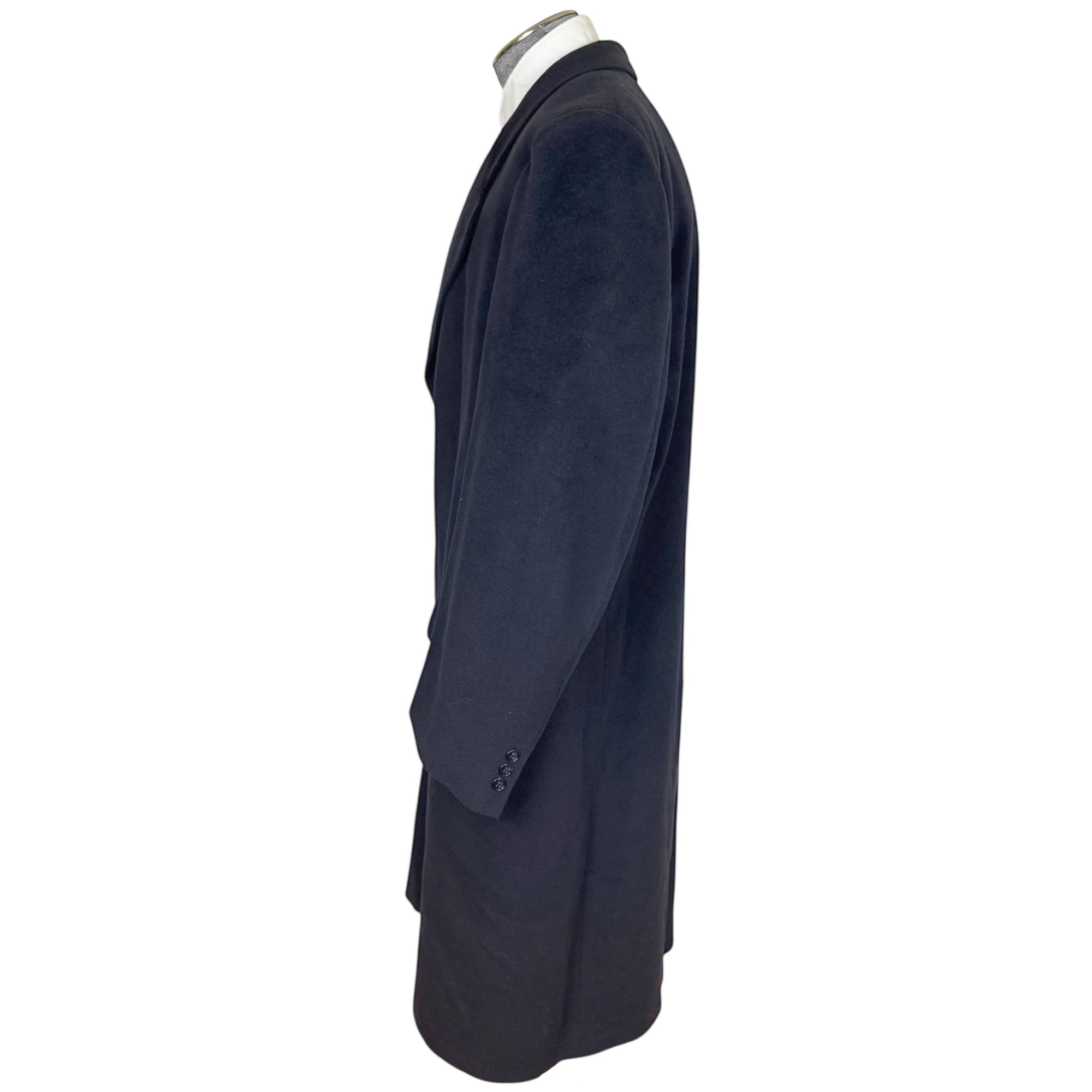 Vintage 1970s Overcoat Navy Blue Cashmere Blend Size 46