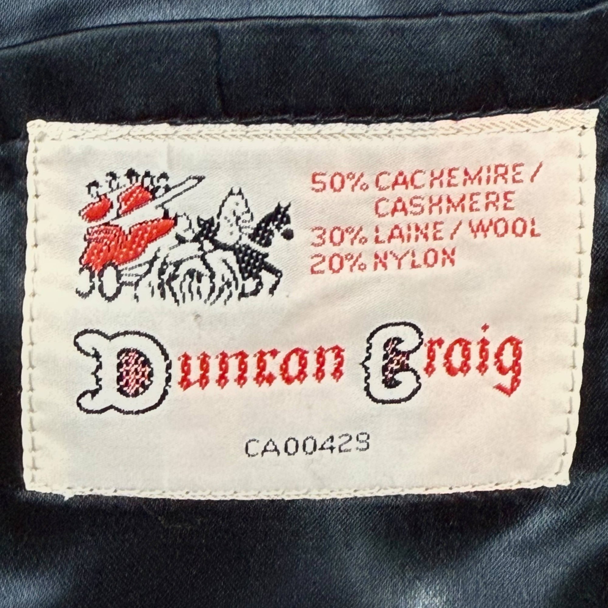 Vintage 1970s Overcoat Navy Blue Cashmere Blend Size 46