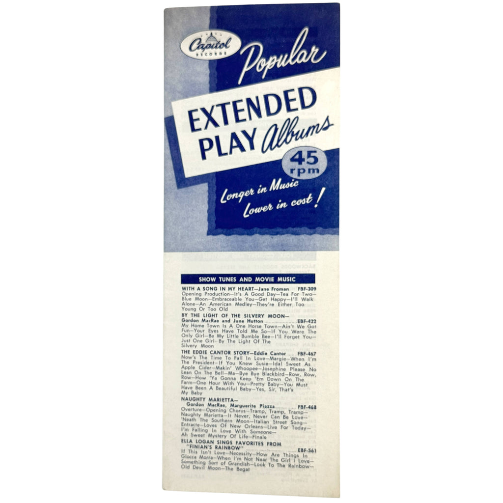 1950s Capitol Records Popular Extended Play Albums catalogue cover
