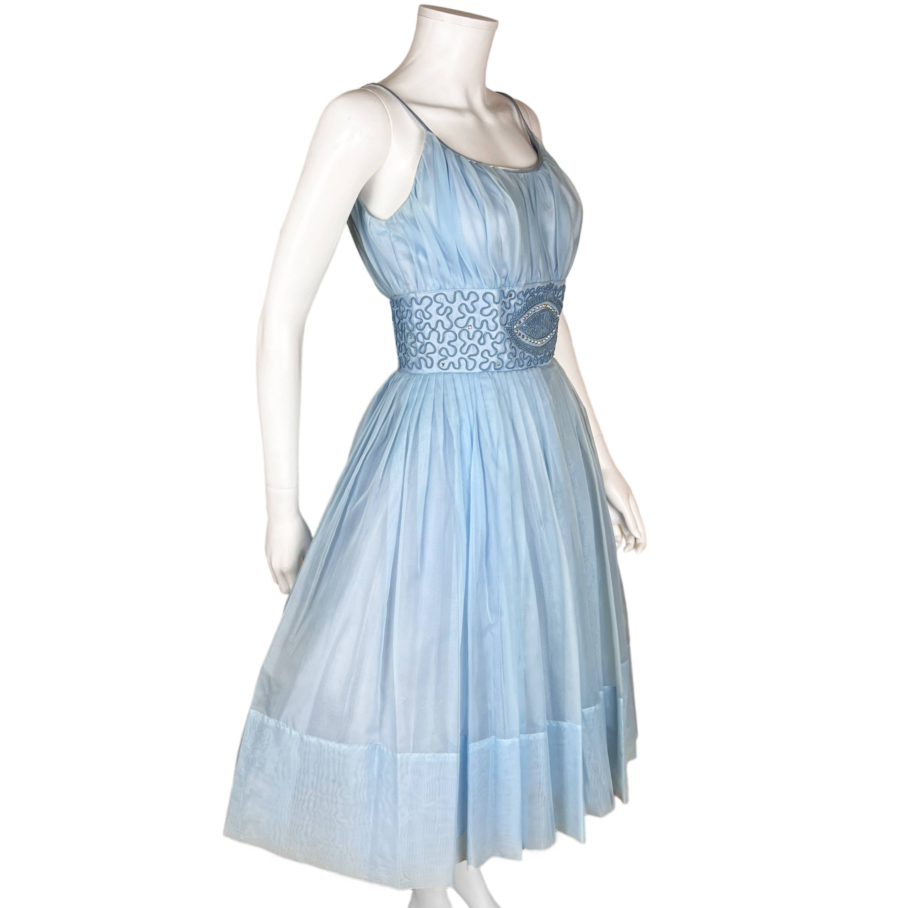 Vintage 1960s Party Dress Blue Organza Size M – Poppy's Vintage