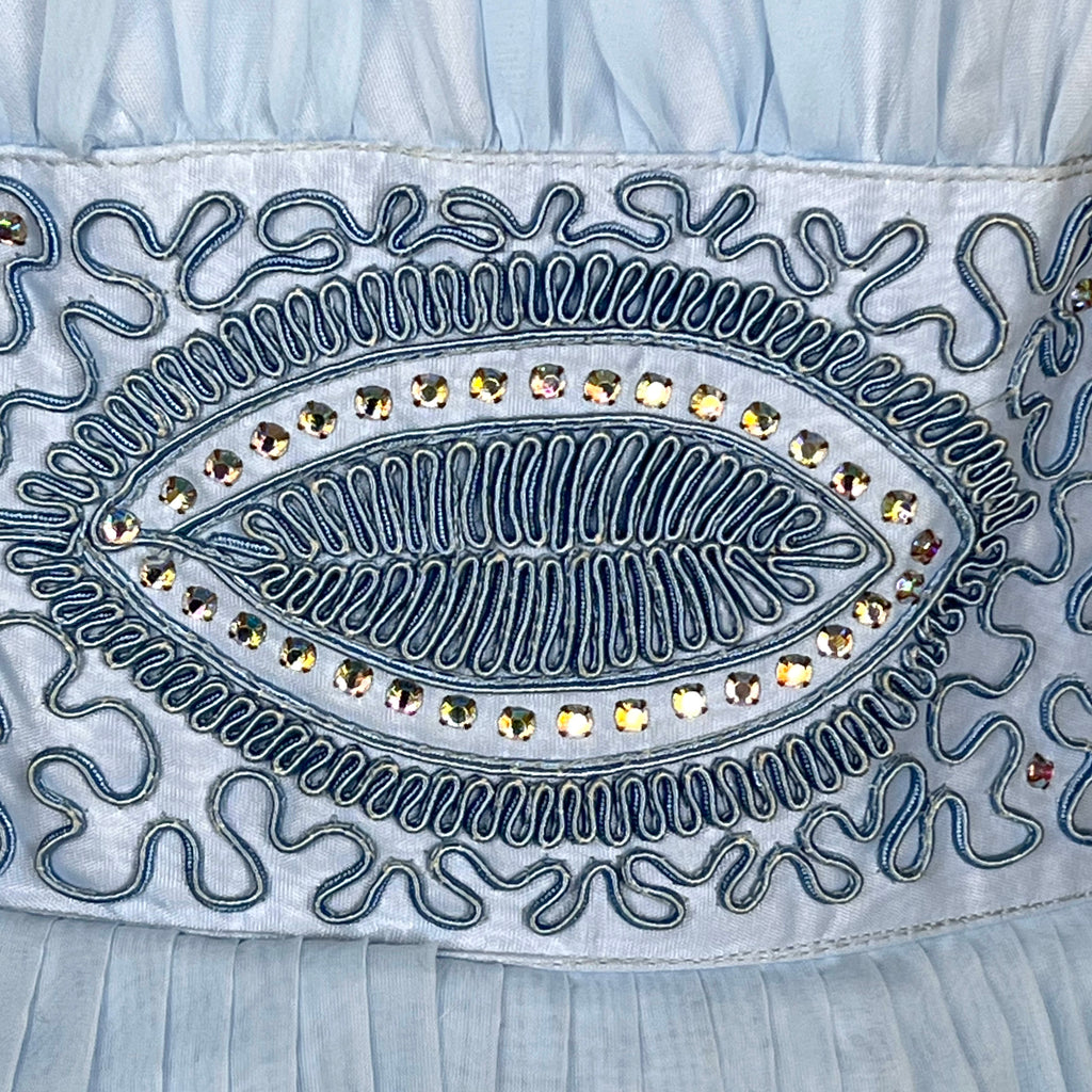 Vintage 1960s Party Dress Blue Organza Size M