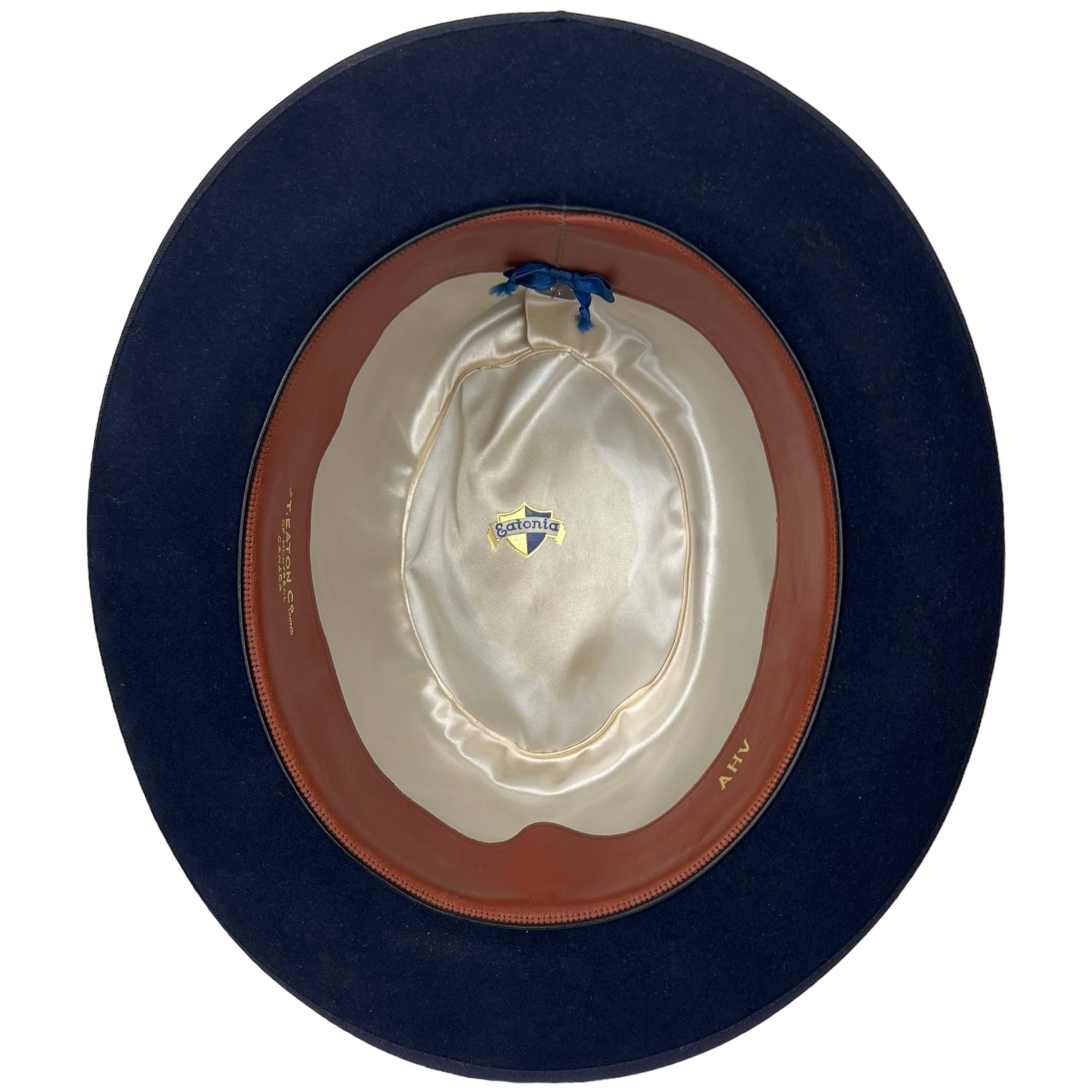 Vintage 1940s Homburg Hat Eatonia Blue Fedora Sz 7 1/4