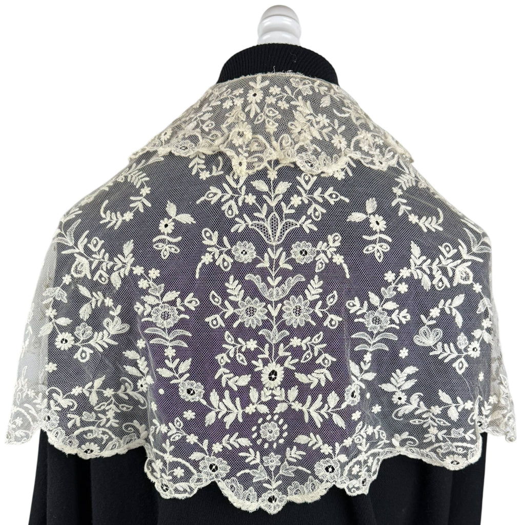 Edwardian Tambour Embroidered Net Lace Capelet Bertha Collar c.1905–1910
