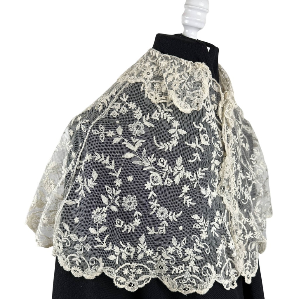 Edwardian Tambour Embroidered Net Lace Capelet Bertha Collar c.1905–1910