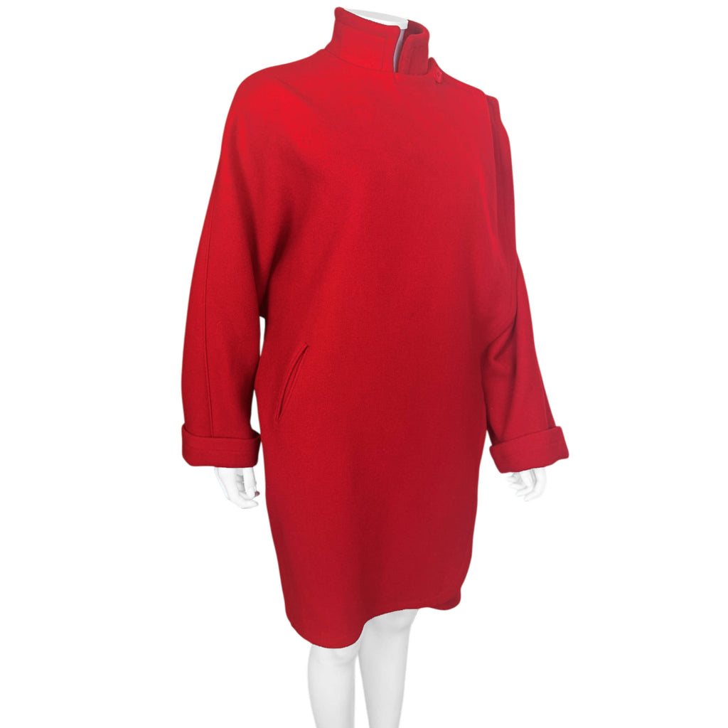 Vintage 1980s Coat Electre Paris Red Wool Blend Ladies Sz L