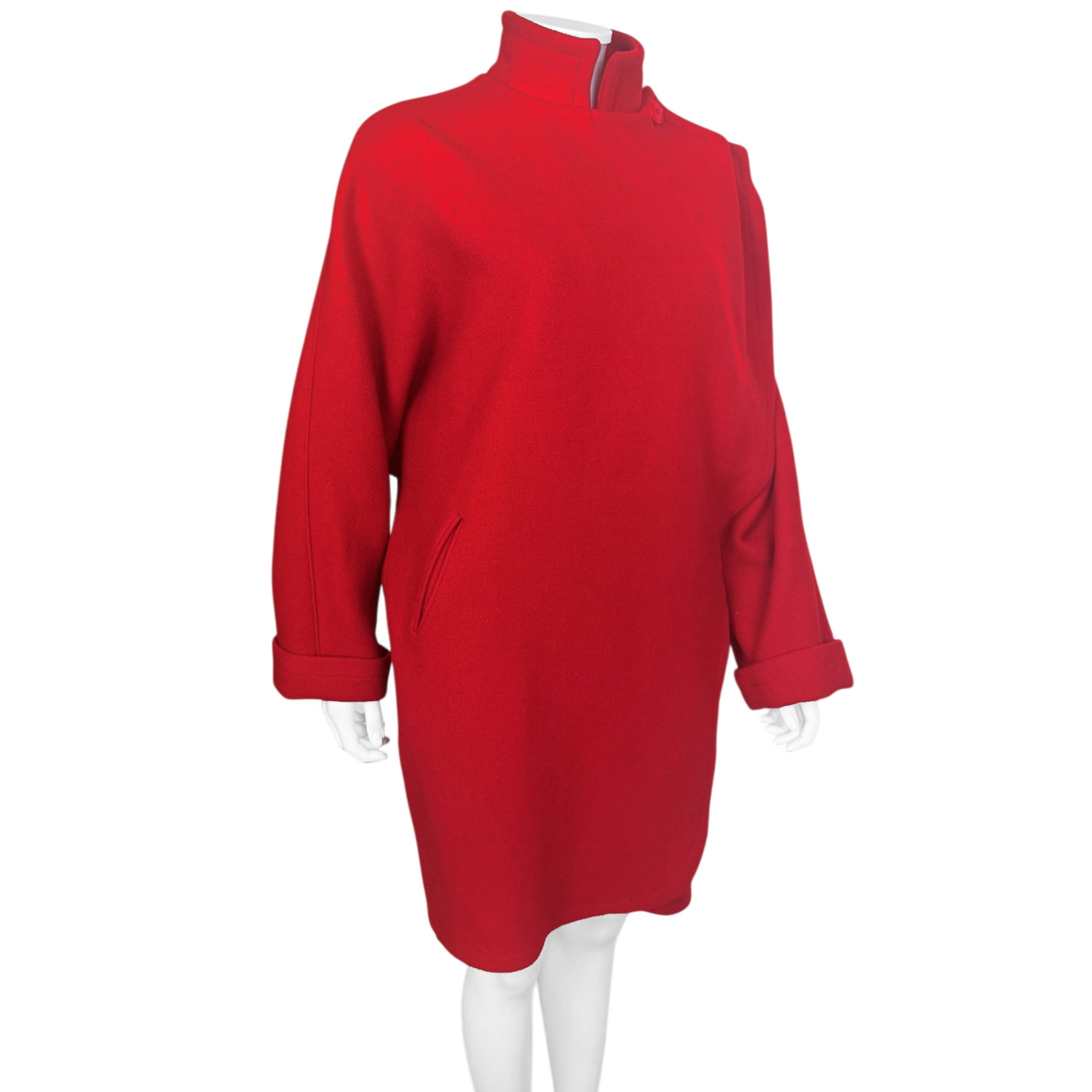 Vintage 1980s Coat Electre Paris Red Wool Blend Ladies Sz L