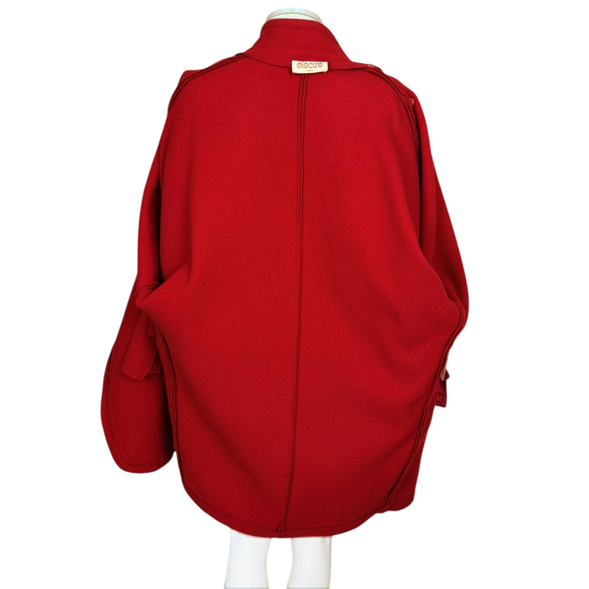 Vintage 1980s Coat Electre Paris Red Wool Blend Ladies Sz L