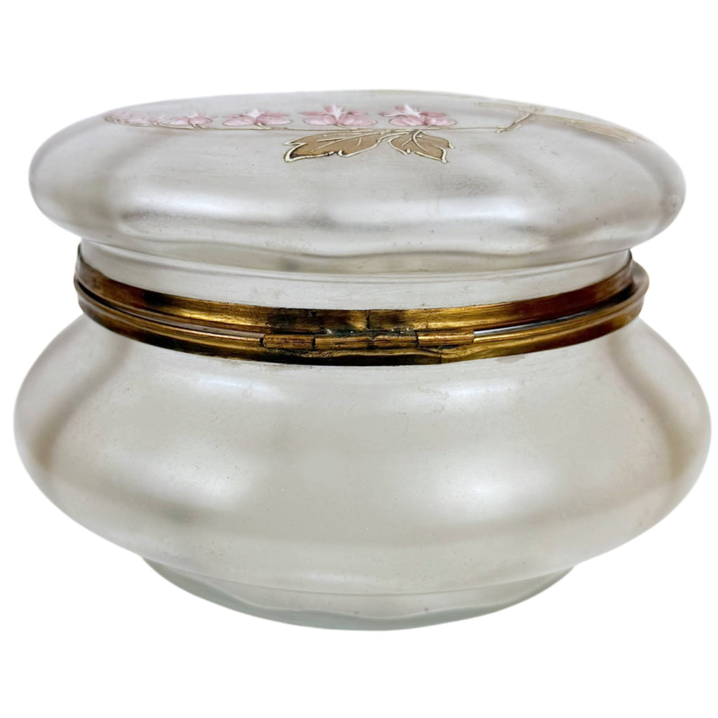 Back view of Antique Frosted Glass Dresser Box 
