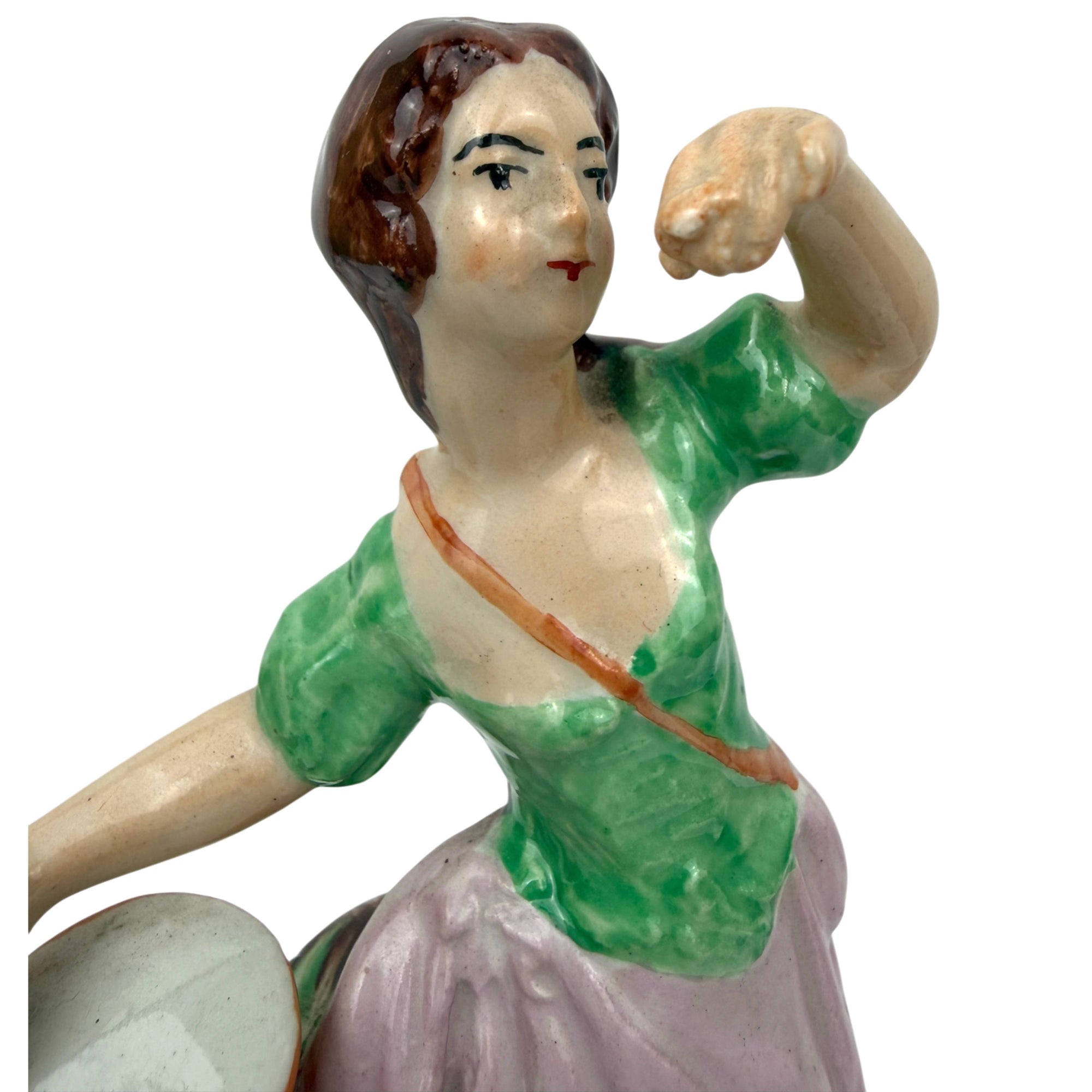 close up of staffordshire figurine