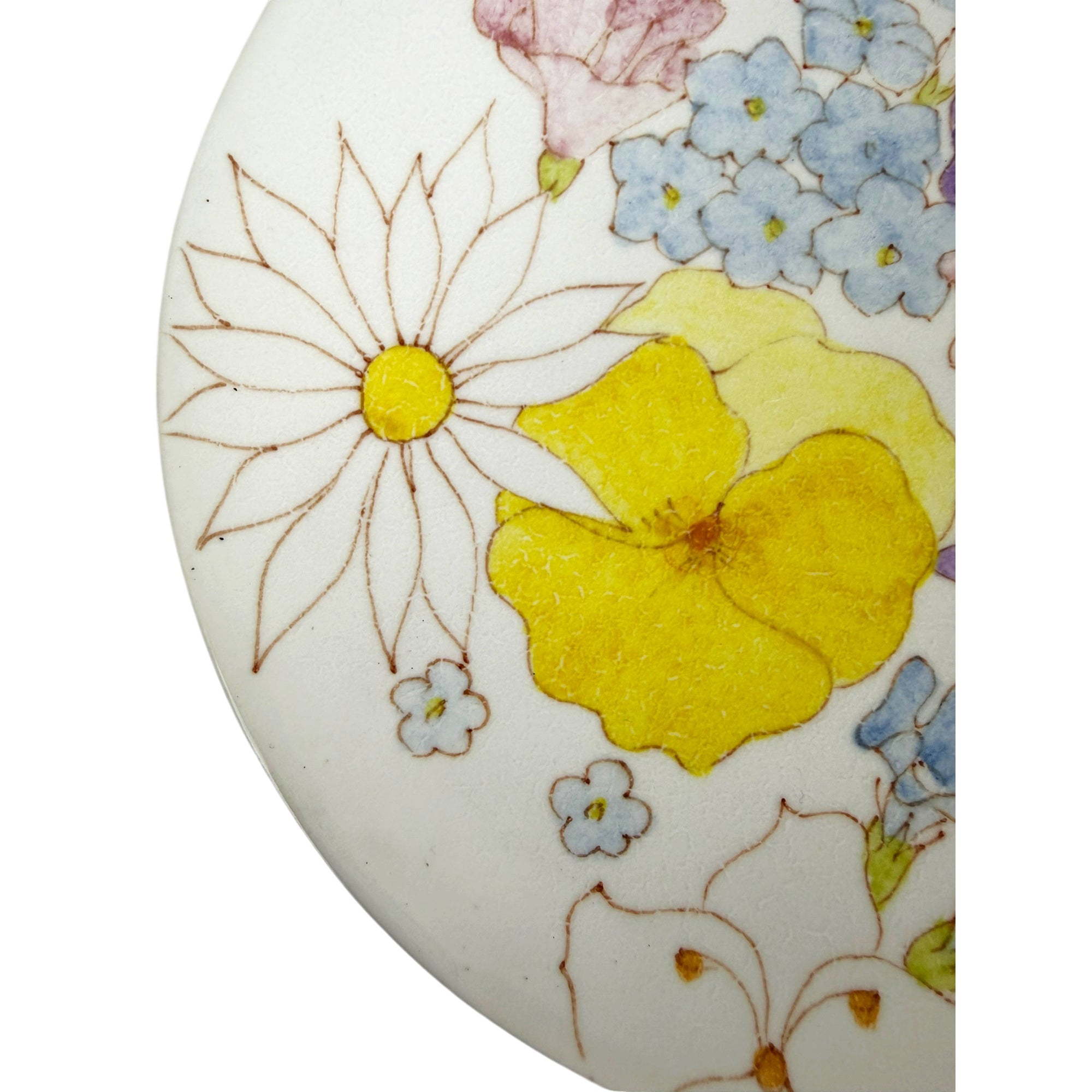detail of vintage Ernestine Salerno Hand Painted Floral Plate
