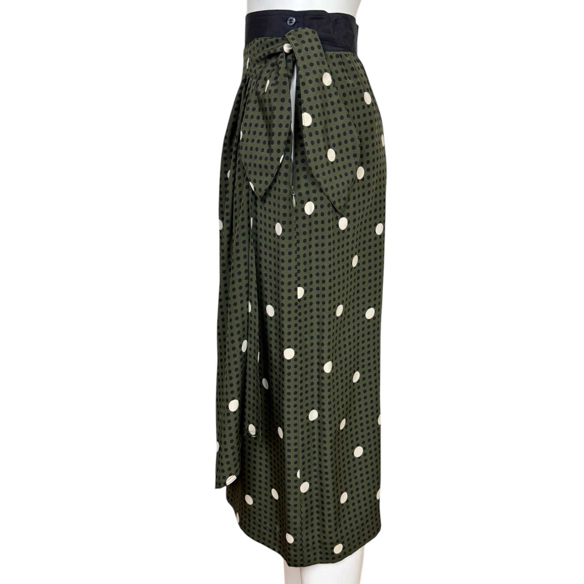 1980s Vintage Escada Silk Skirt Polka Dot Margaretha Ley 36
