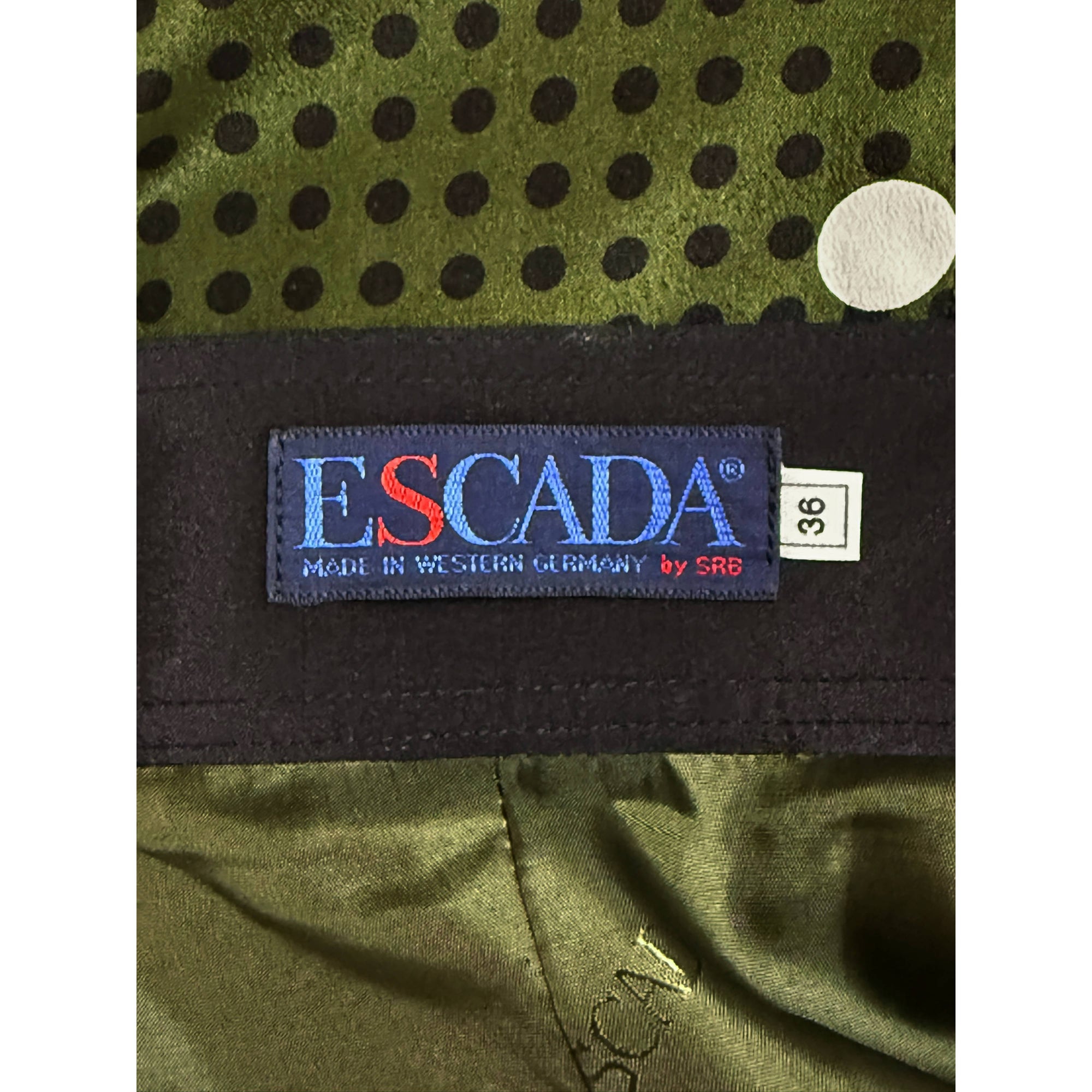 1980s Vintage Escada Silk Skirt Polka Dot Margaretha Ley 36