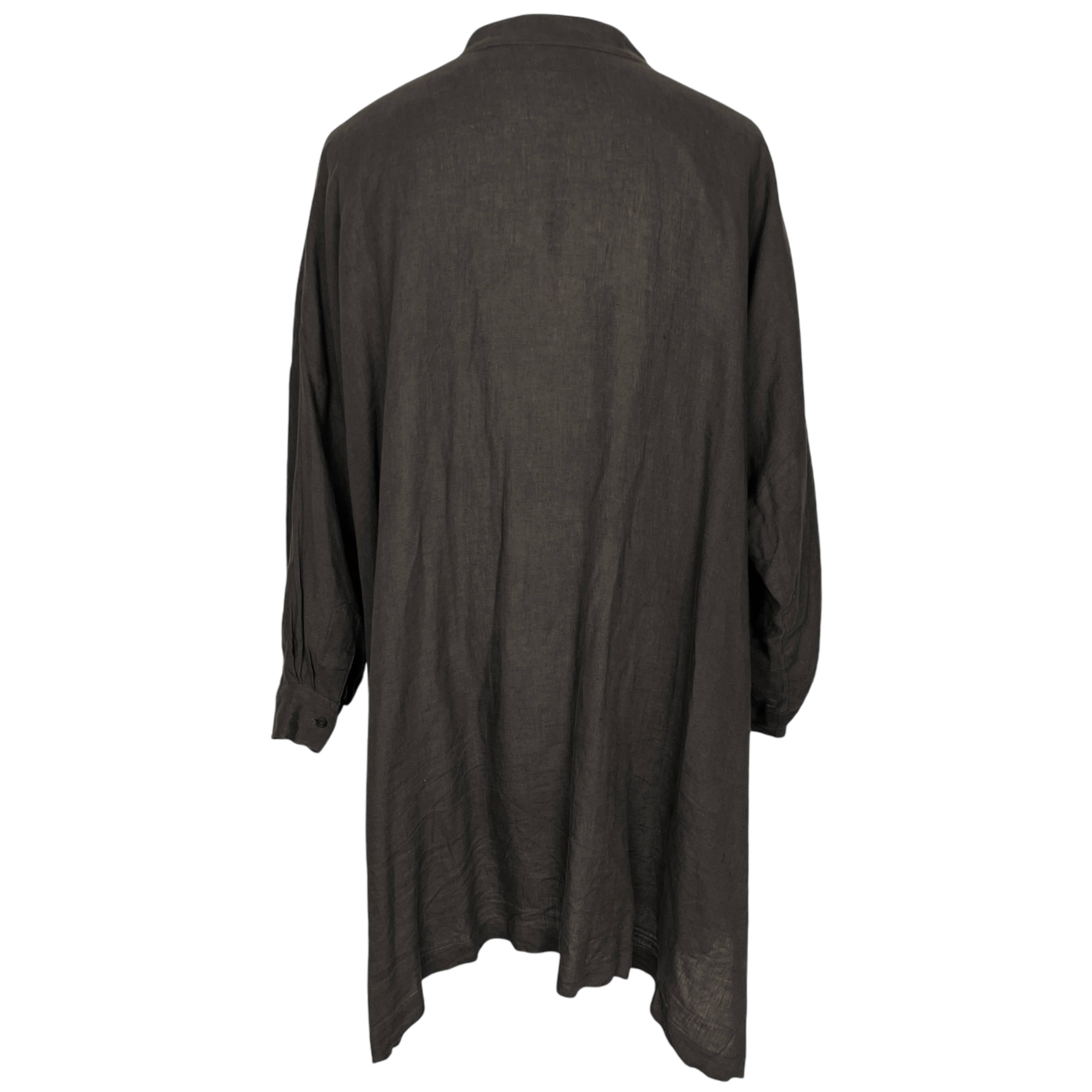 Eskandar Tunic Shirt Brown Linen Made in England 1 Size – Poppy's