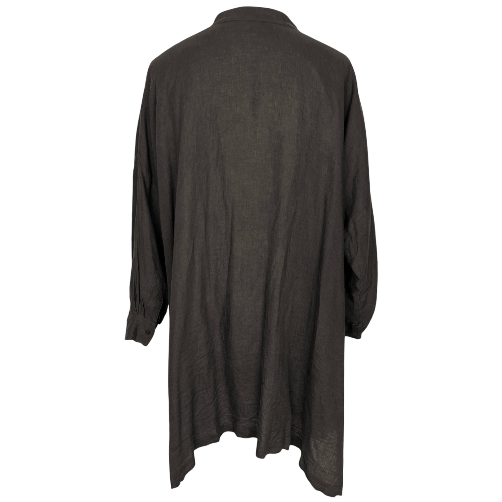 Eskandar Tunic Shirt Brown Linen Made in England 1 Size