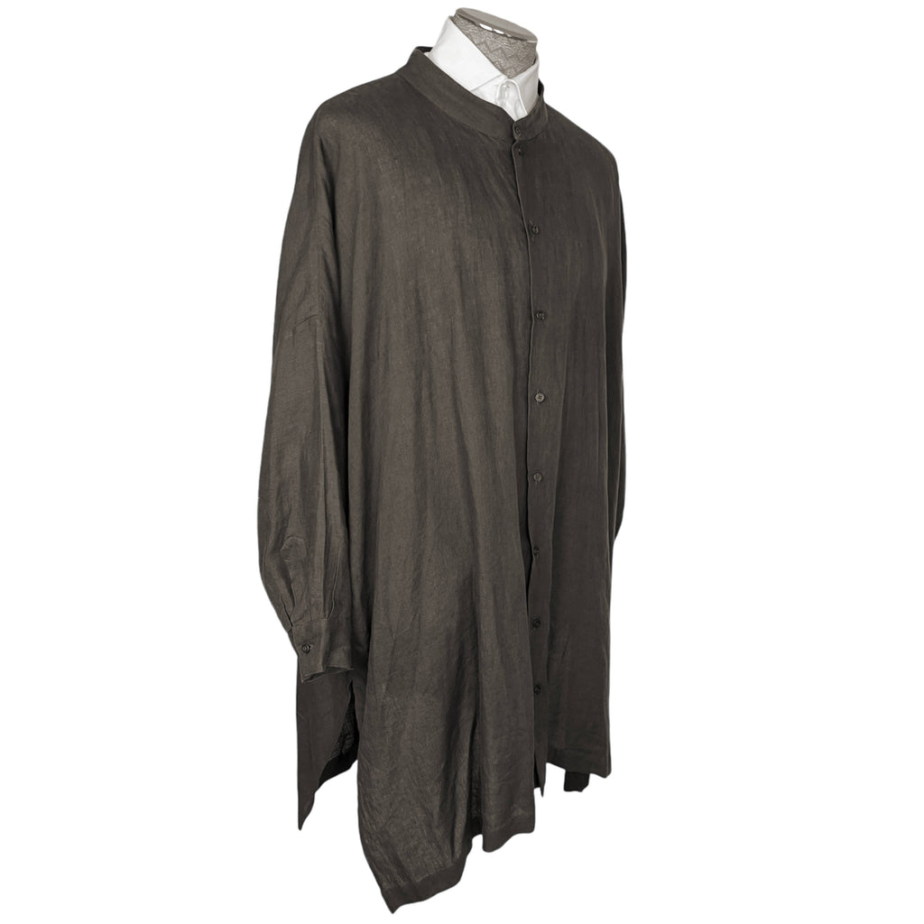 Eskandar Tunic Shirt Brown Linen Made in England 1 Size