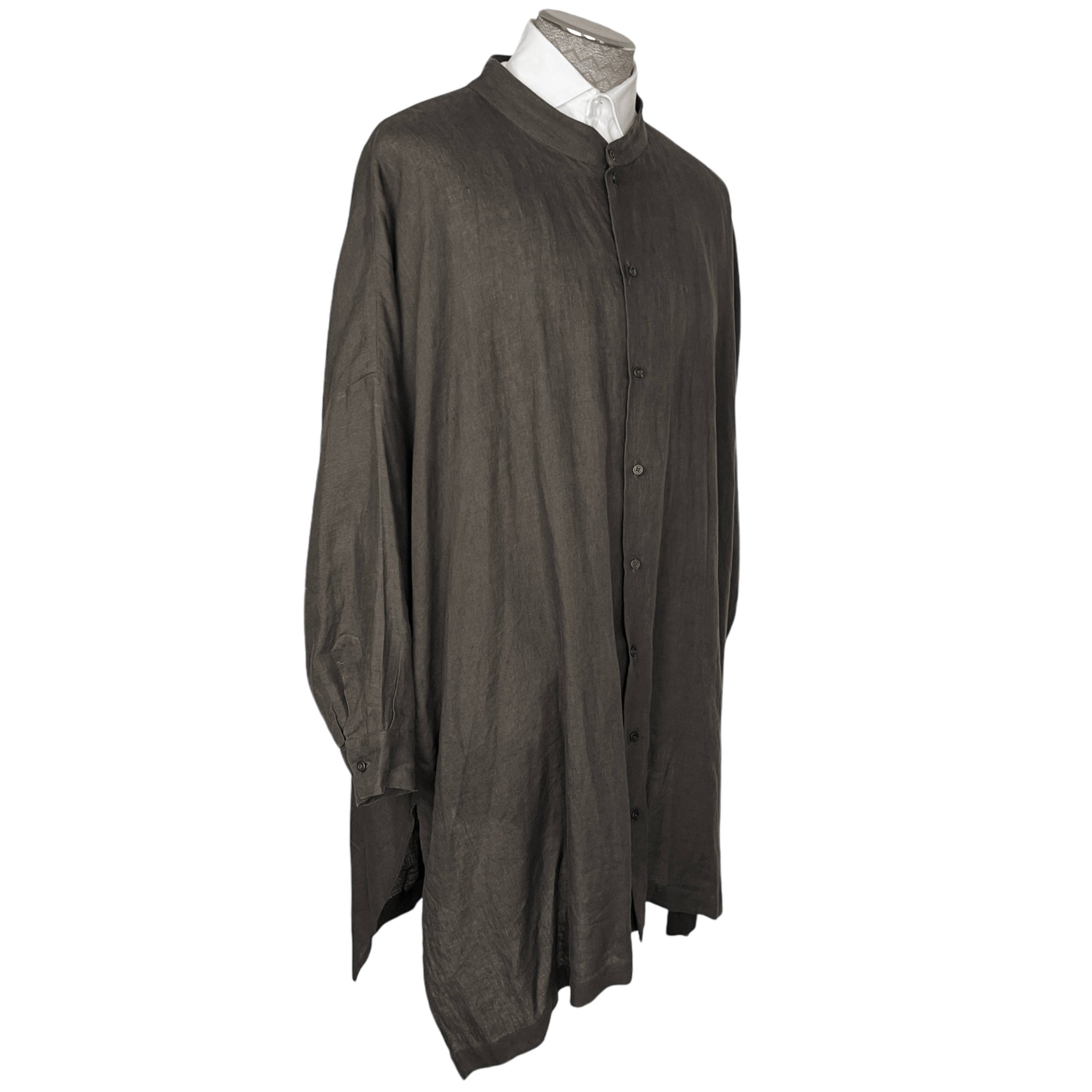 Eskandar Tunic Shirt Brown Linen Made in England 1 Size