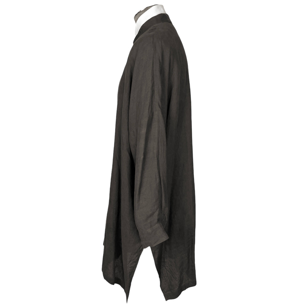 Eskandar Tunic Shirt Brown Linen Made in England 1 Size