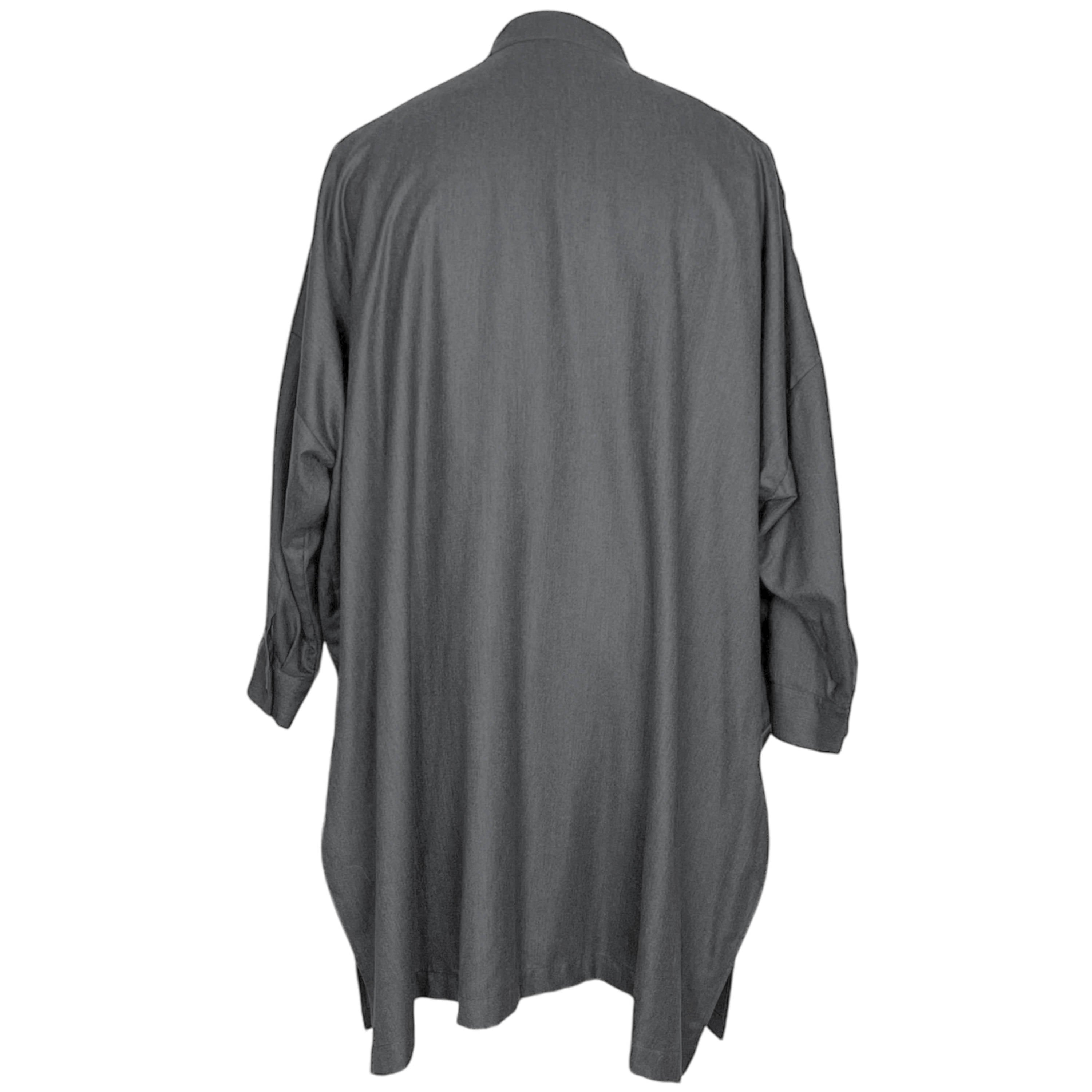 England製 eskandar cotton shirt Eskandar Tunic Shirt Grey Cashmere Silk Blend England Size 2