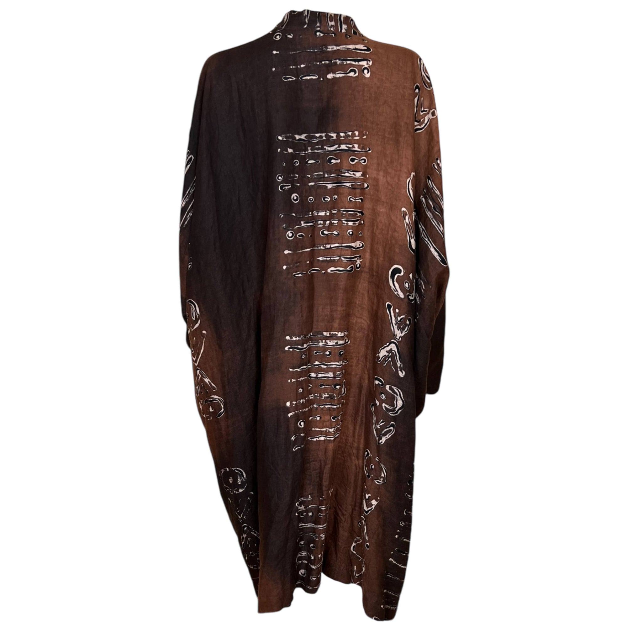 Vintage Eskandar Linen Coat Aboriginal Kimono Duster Size 2