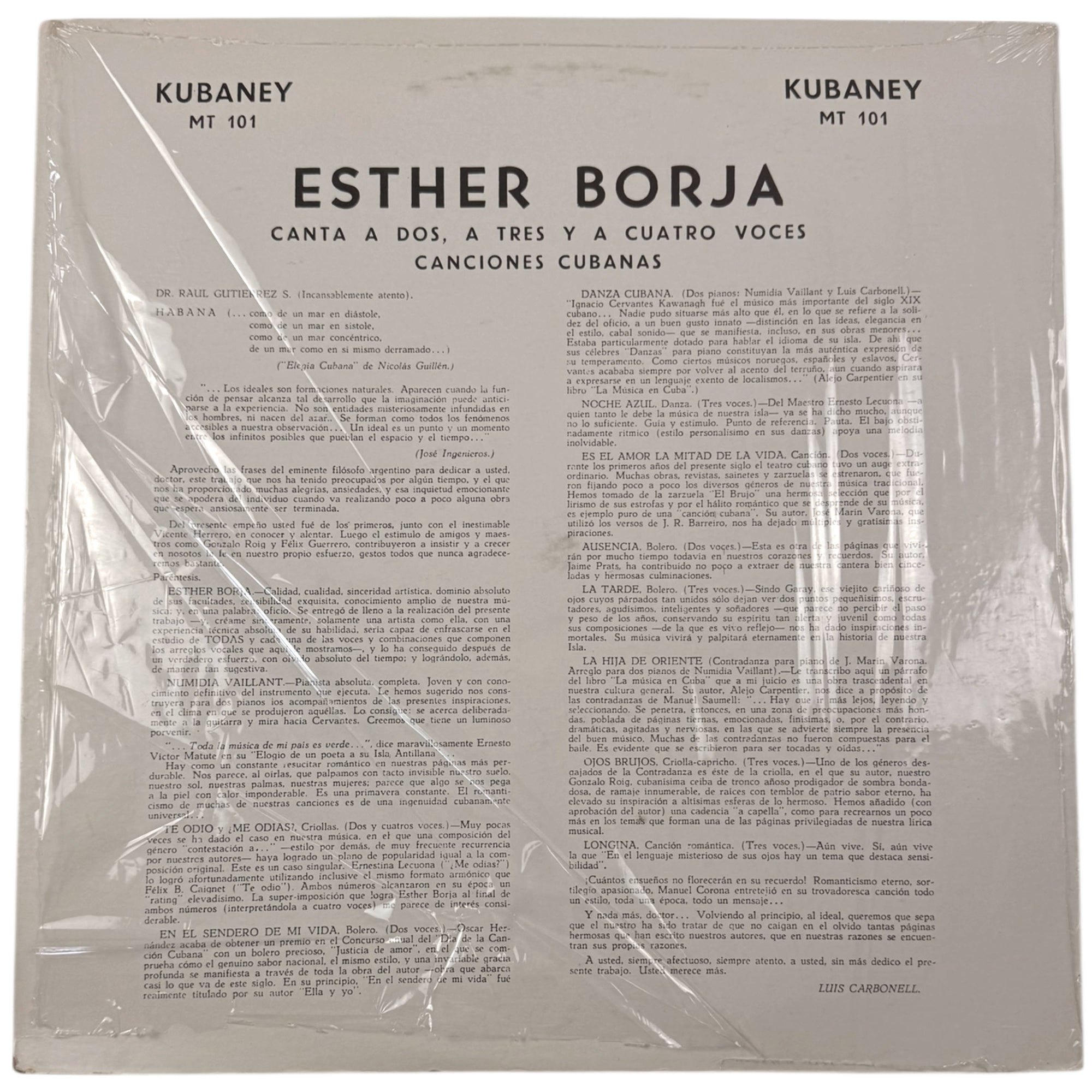 Esther Borja LP Vinyl Record Canta a Dos, Tres y Cuatro Voces VG+