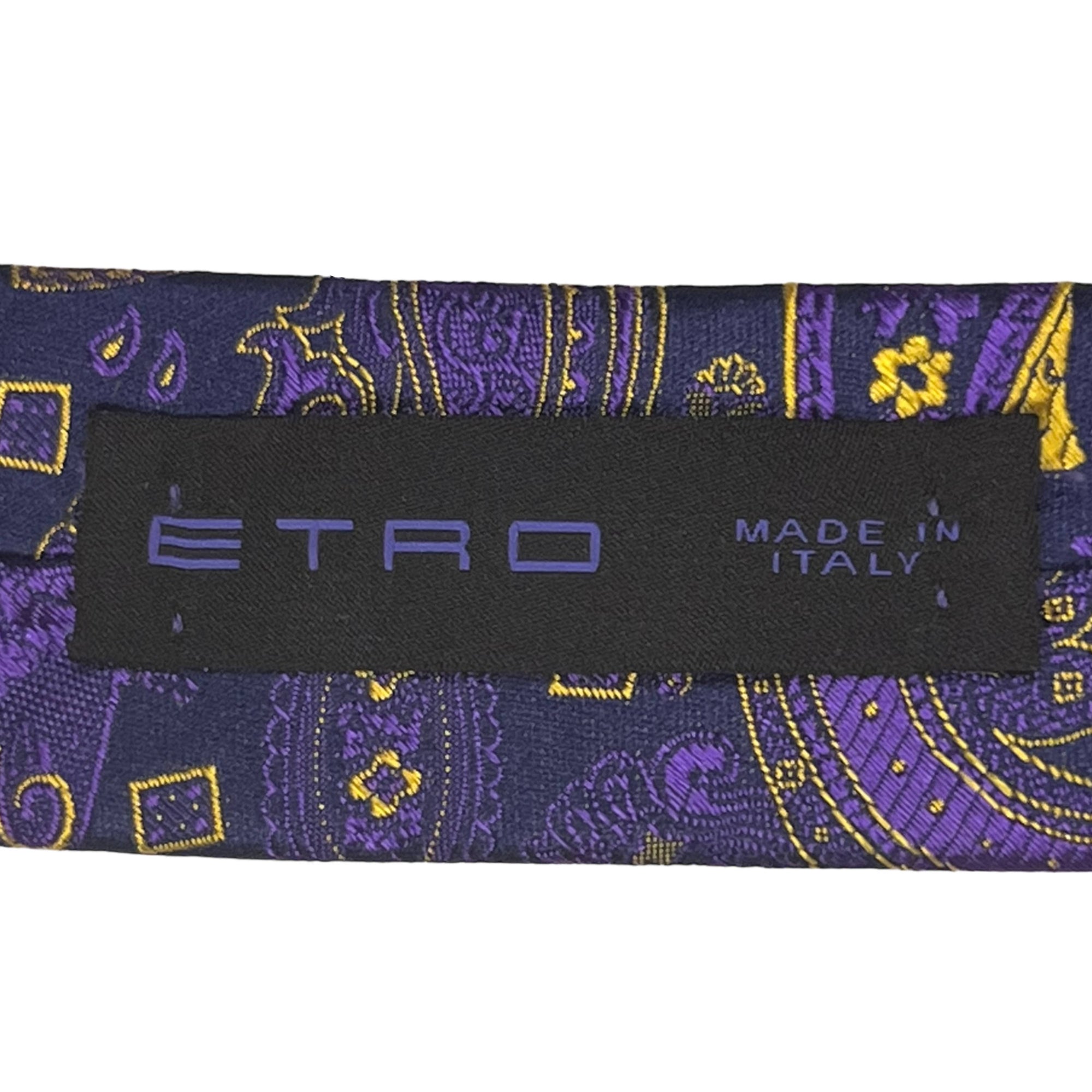 Vintage Etro Tie Purple & Yellow Paisley Silk Made in Italy