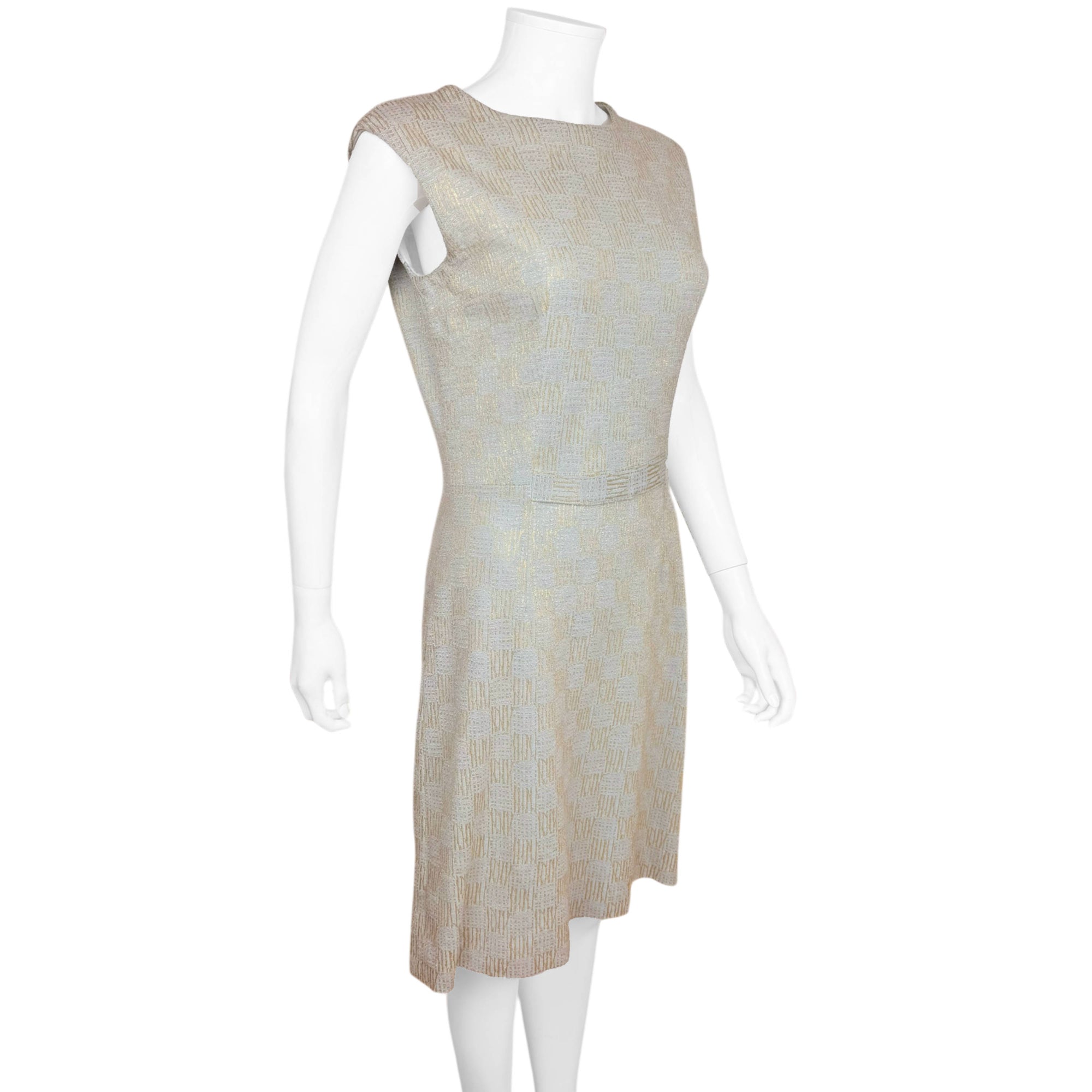 Vintage 1960s Even Paris Metallic Knit Dress French Cocktail Sheath Vintage 1960s Even Paris Metallic Knit Dress French Cocktail Sheath