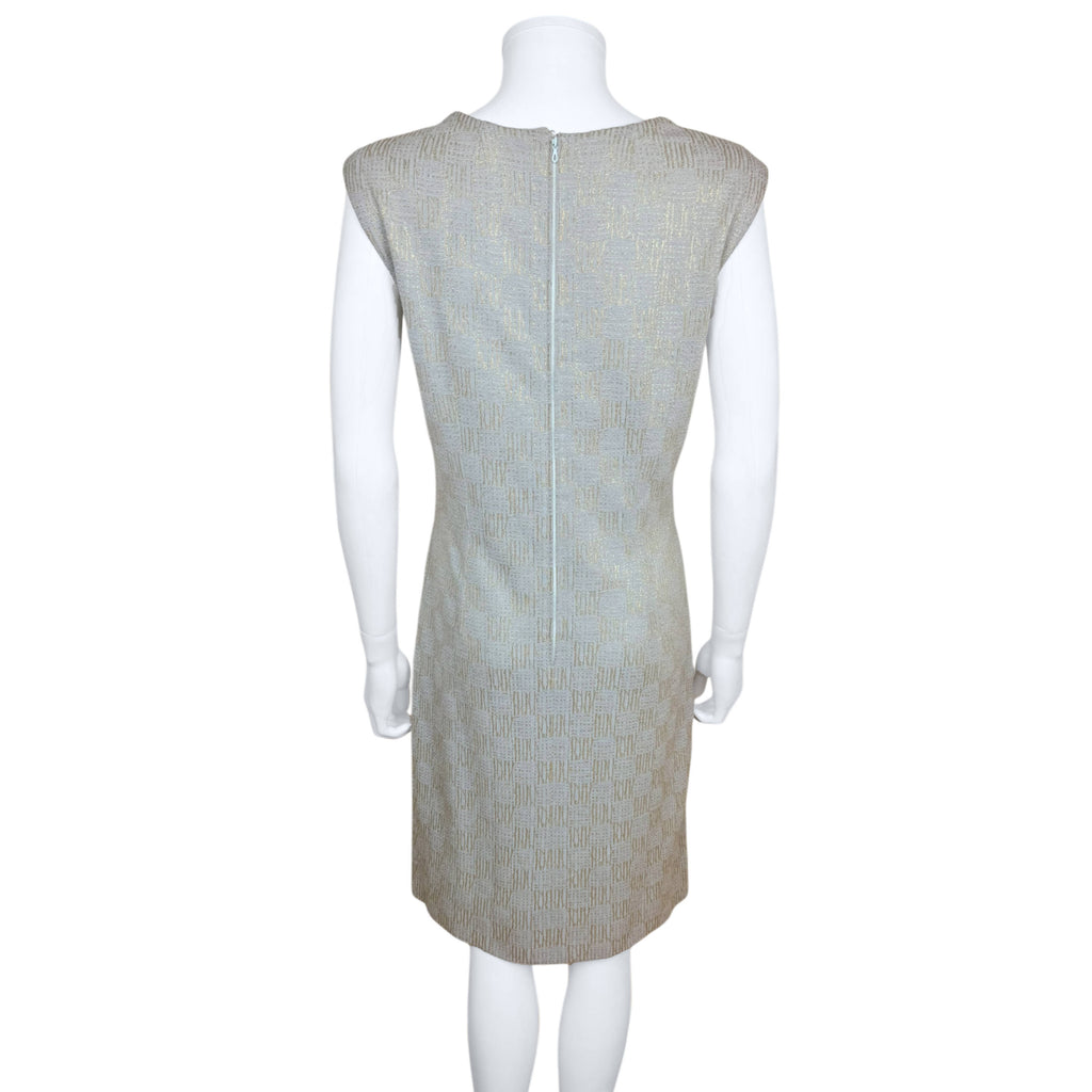back view of Vintage 1960s french metallic knit cocktail dress 
