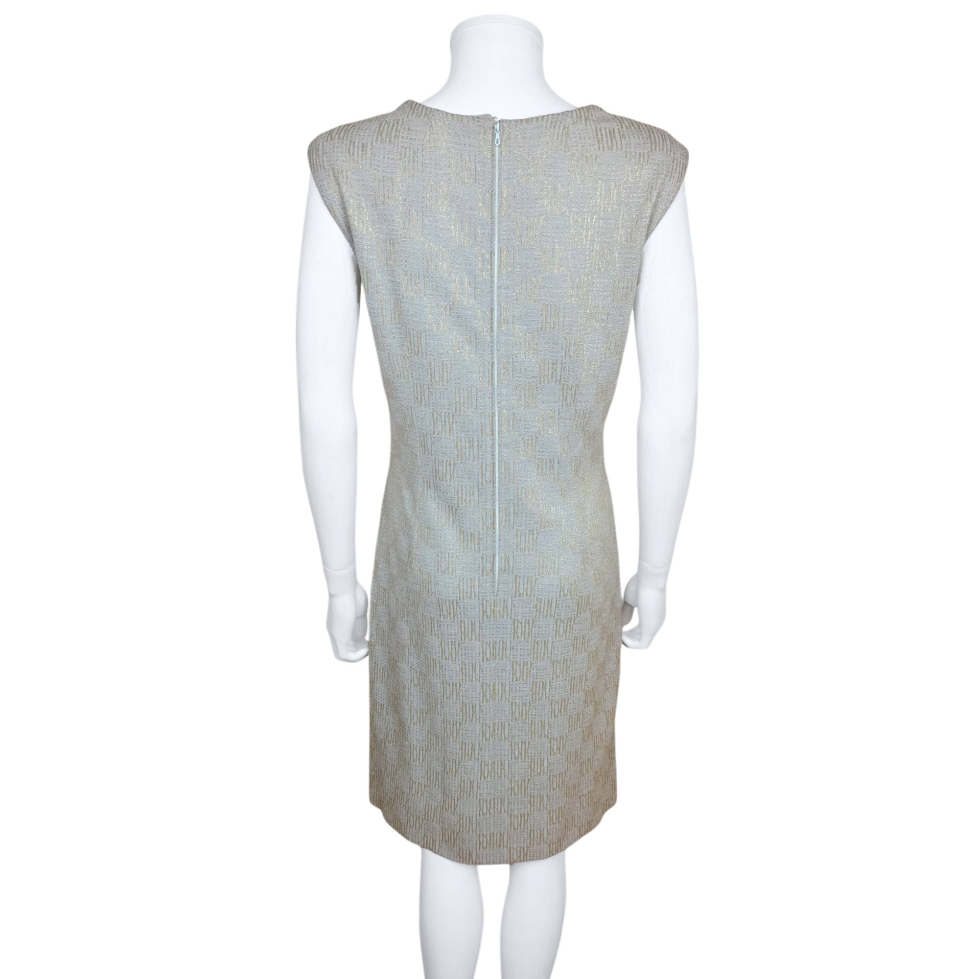 back view of Vintage 1960s french metallic knit cocktail dress 