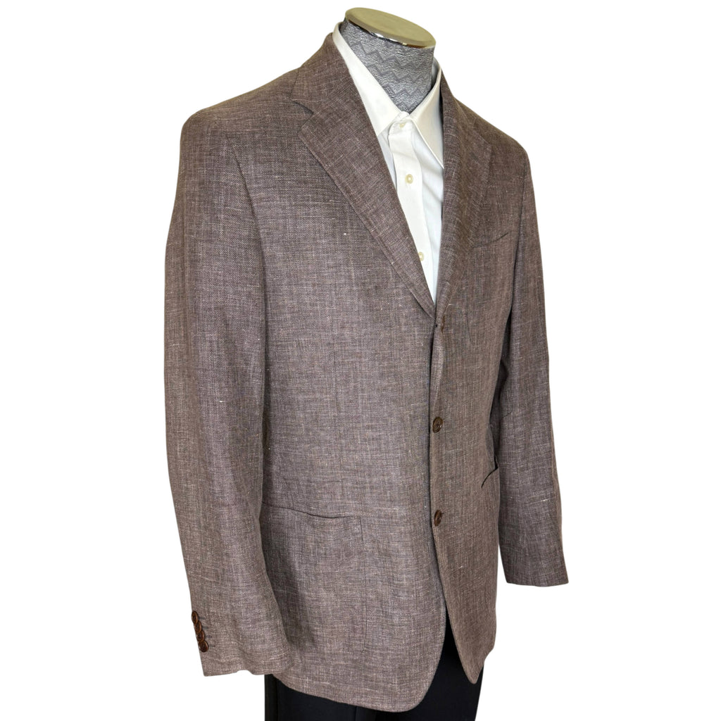 Salvatore Ferragamo Made in Italy linen cotton men's sport coat angled view