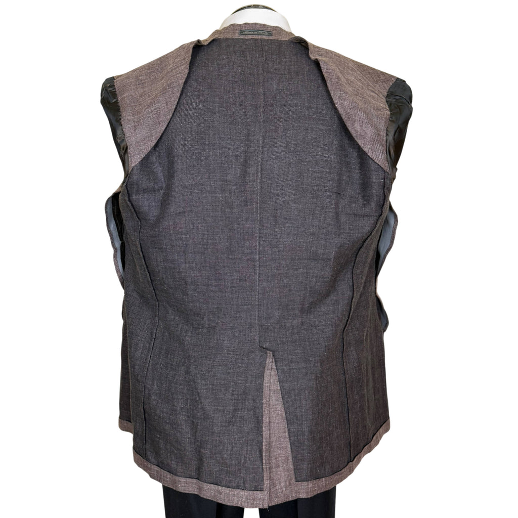 Interior construction of Salvatore Ferragamo partially lined men's linen blazer