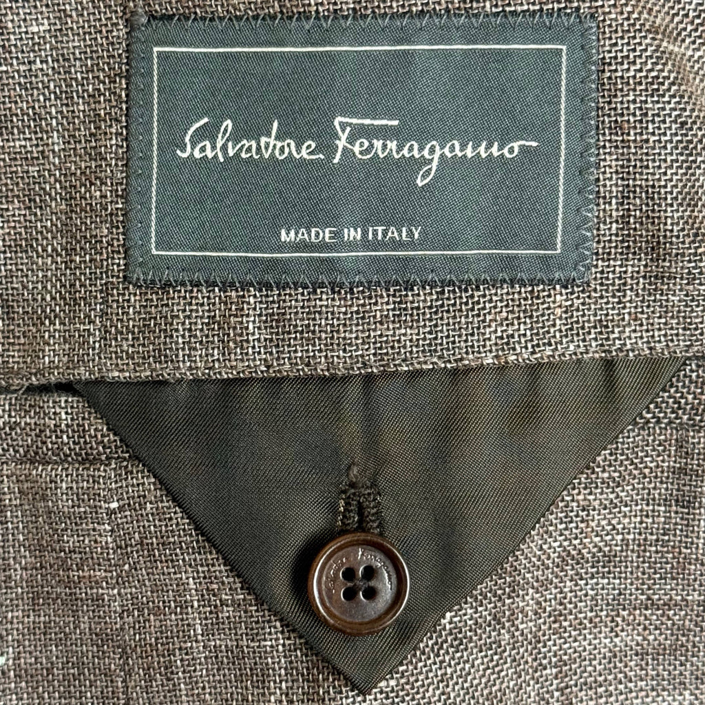 Salvatore Ferragamo Made in Italy label inside men's blazer