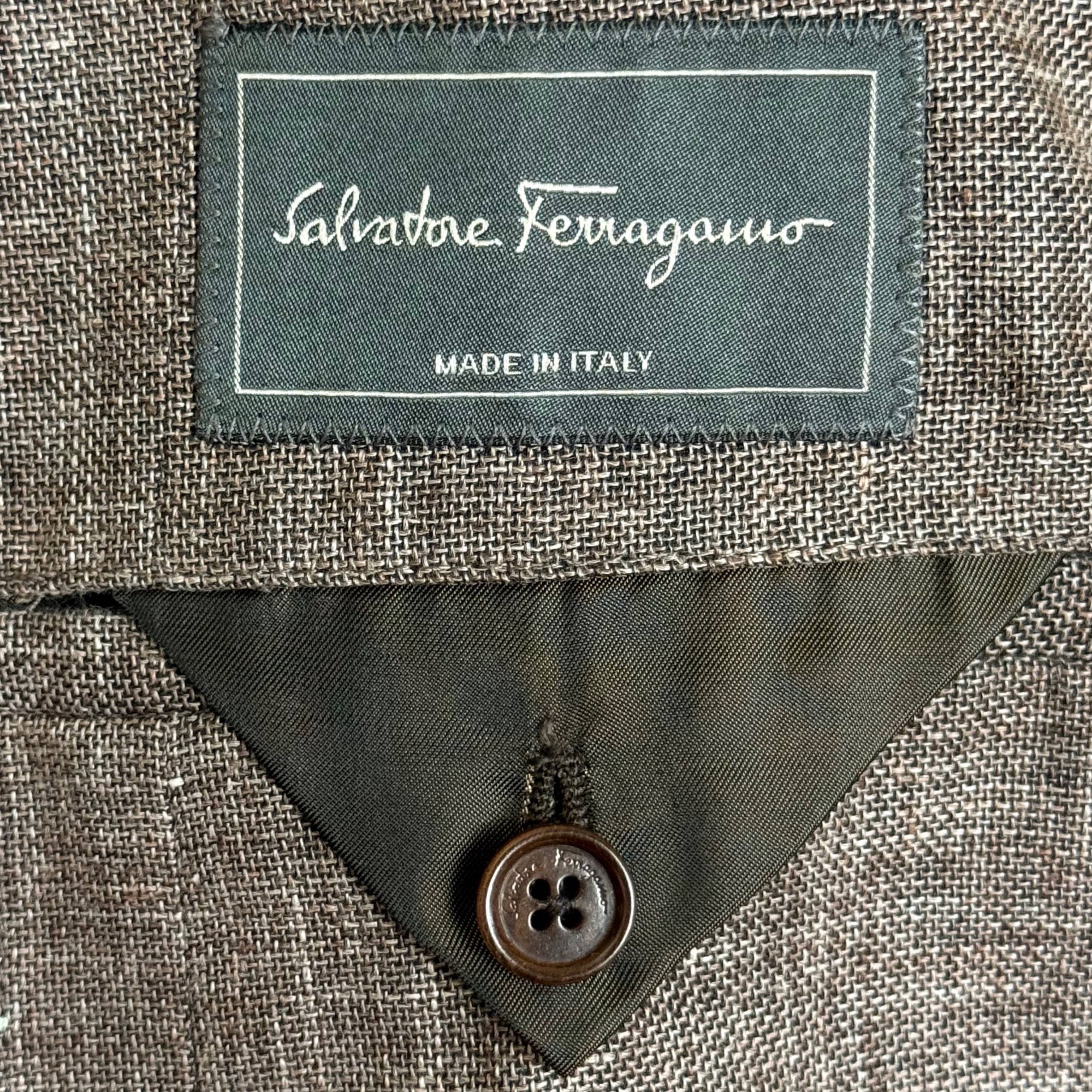 Salvatore Ferragamo Made in Italy label inside men's blazer