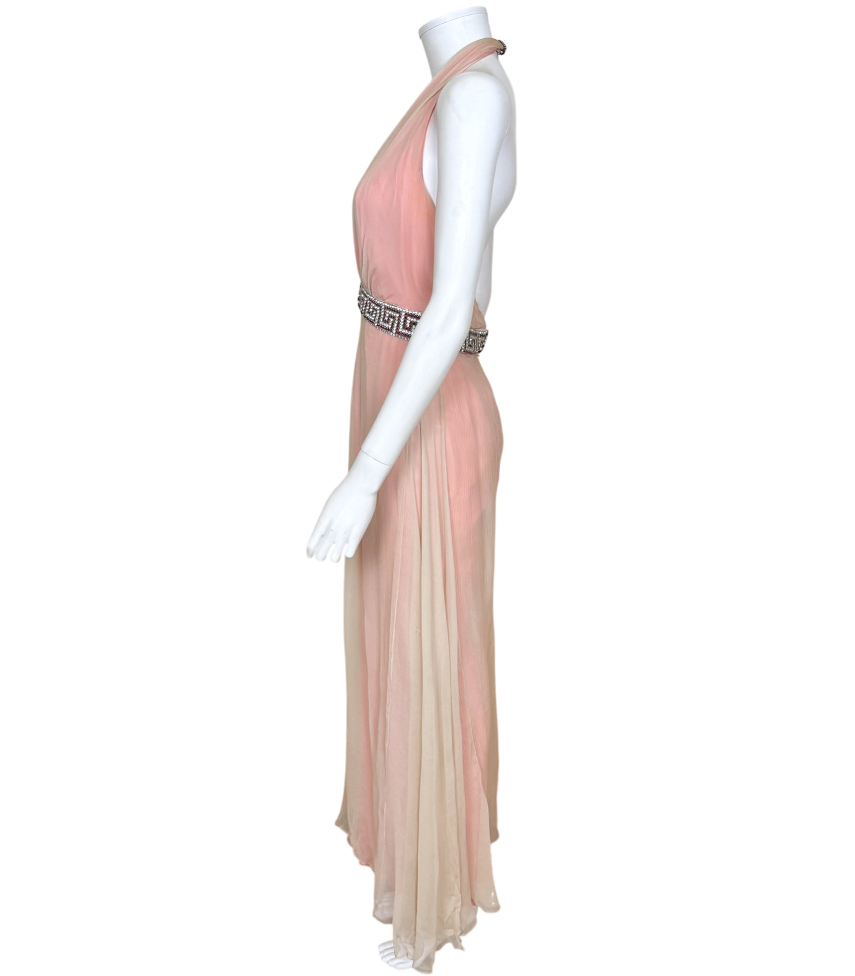 side view of Alfred Fiandaca couture evening jumpsuit gown