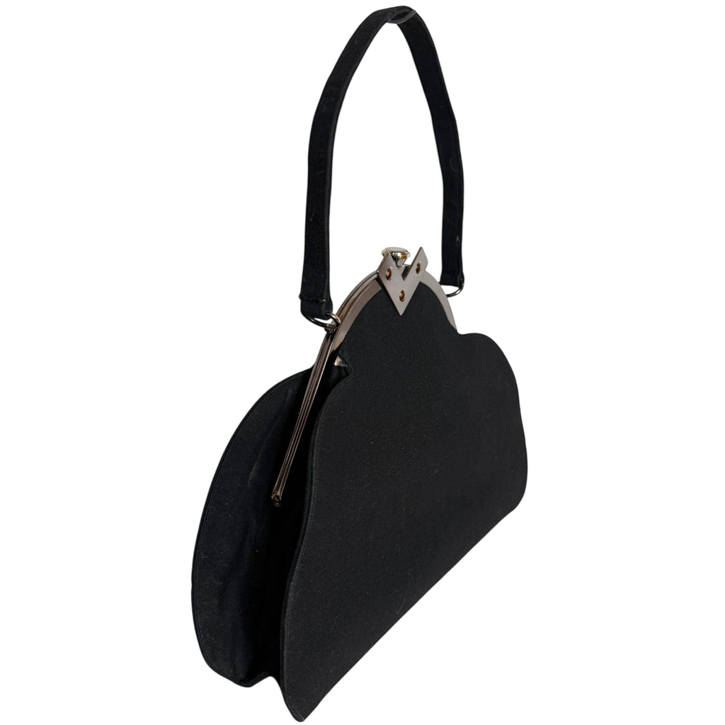 Vintage 1960s Handbag Flocked Finish w Pewter Tone Frame Fiesta Made in Canada