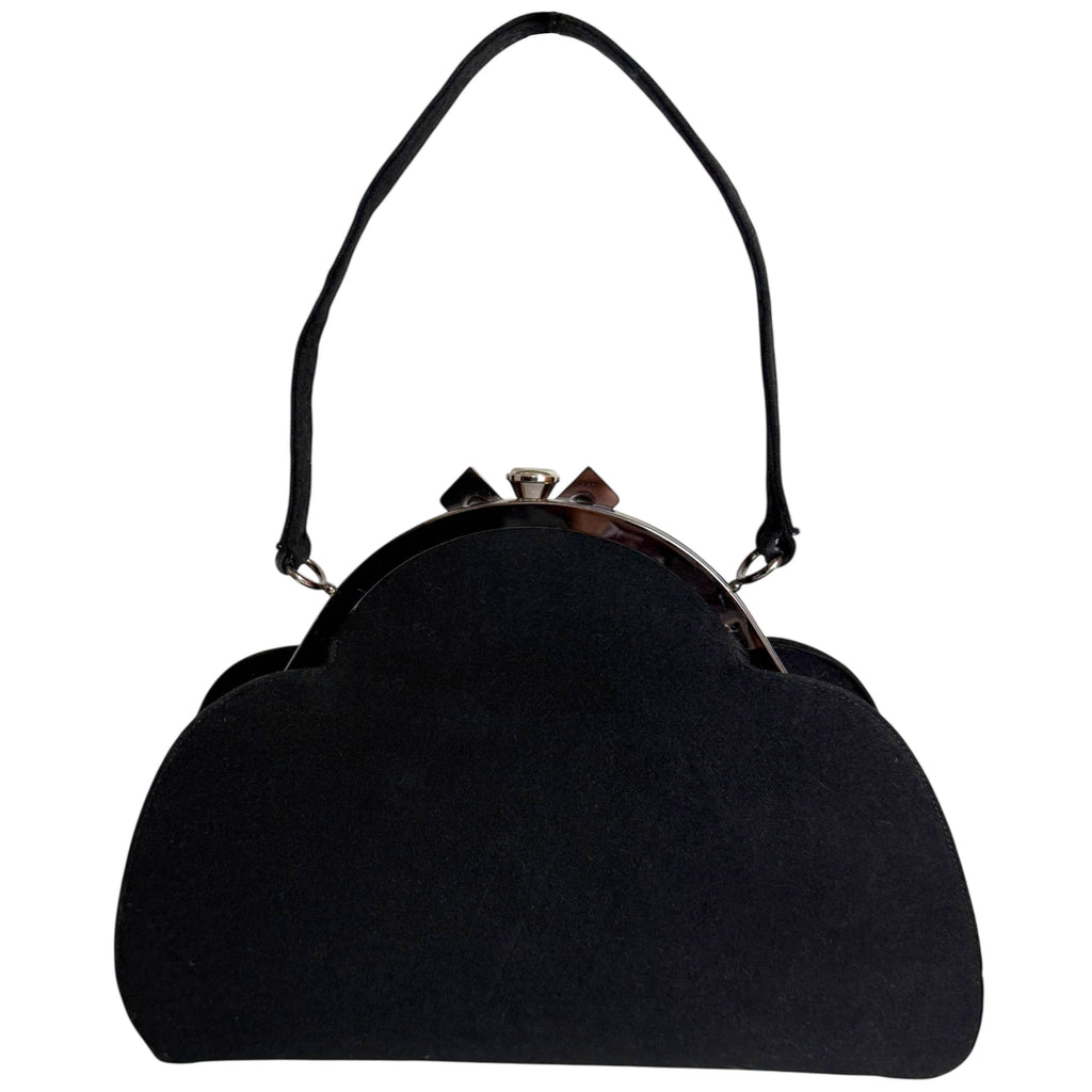 Vintage 1960s Handbag Flocked Finish w Pewter Tone Frame Fiesta Made in Canada