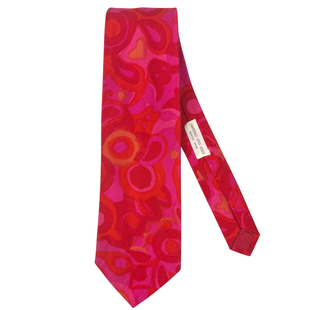 Vintage 1960s Finlandia Hand Printed Finnish Cotton Tie Cambridge Spice House Boston Psychedelic Necktie