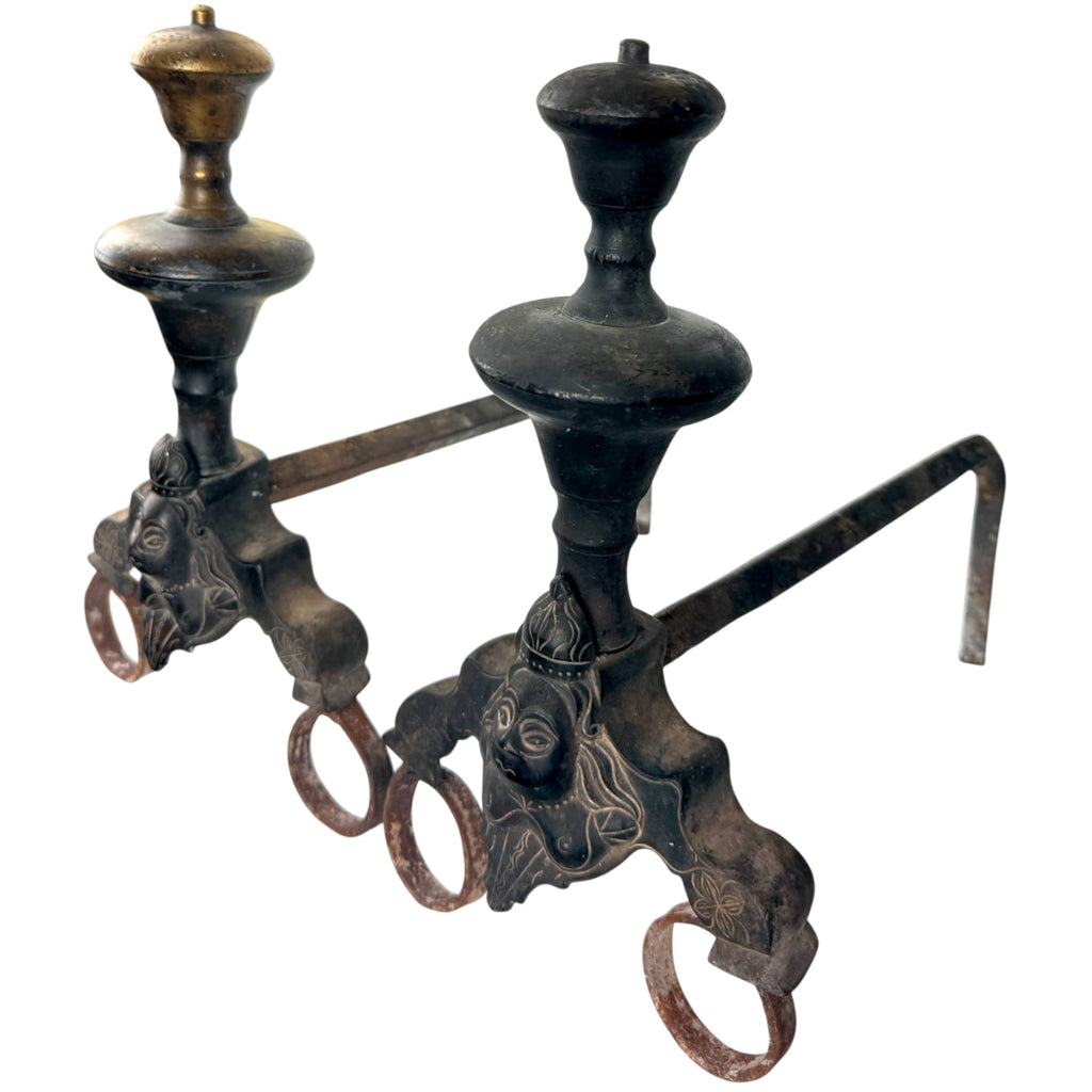 antique french marmouset firedogs
